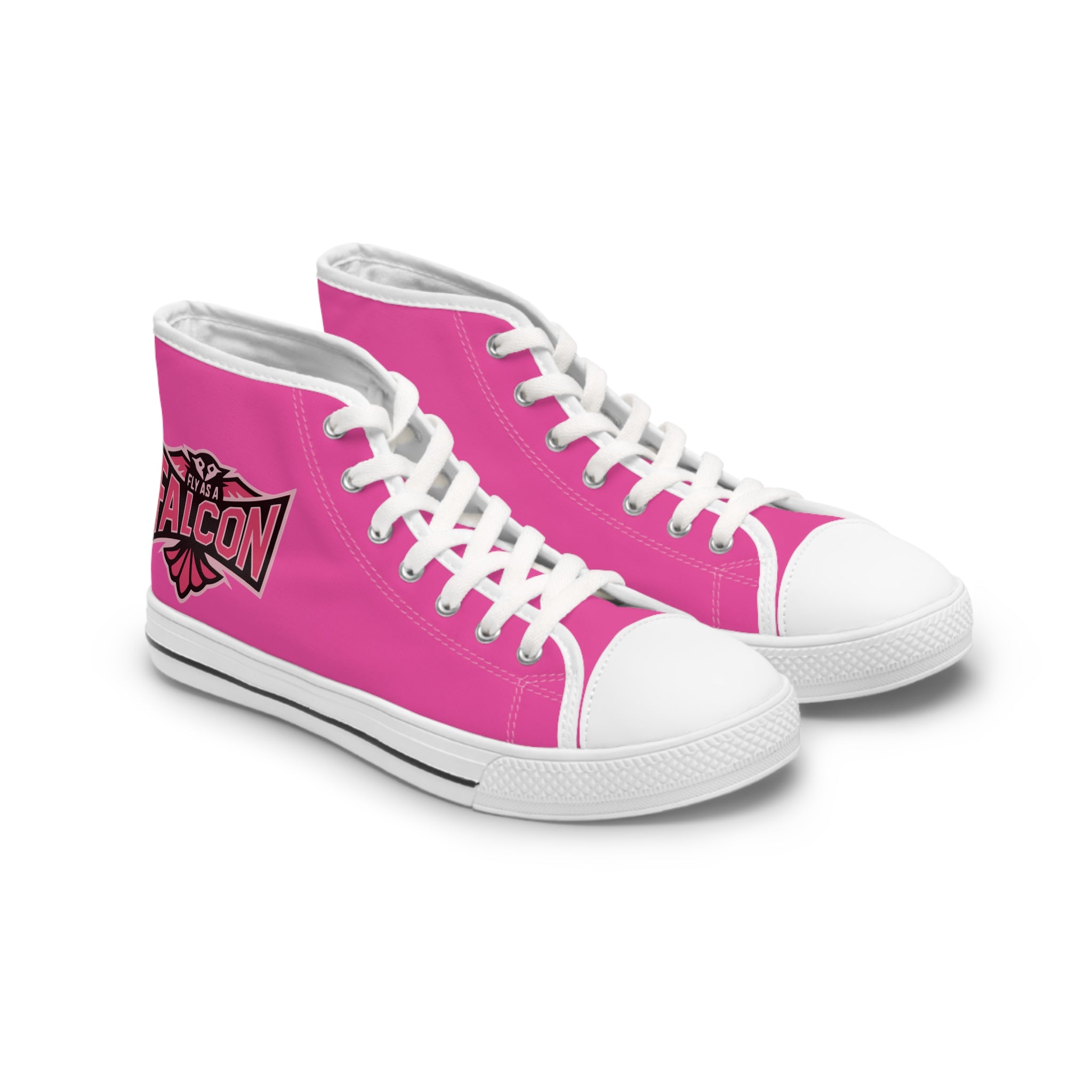 Fly As A Falcon Women’s High Top Sneakers | Wild Rose Pink Athletic Fashion Shoes