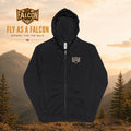 Fly As A Falcon Premium Fleece Full-Zip Hoodie | Retro 3D