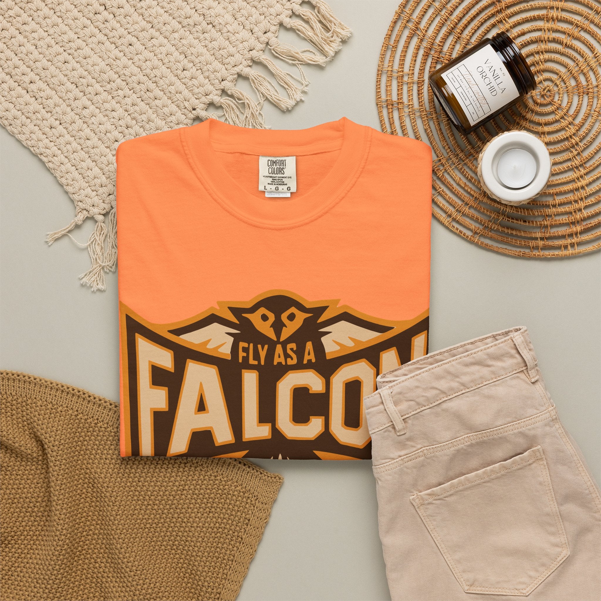 Fly As A Falcon T-Shirt | Sepia