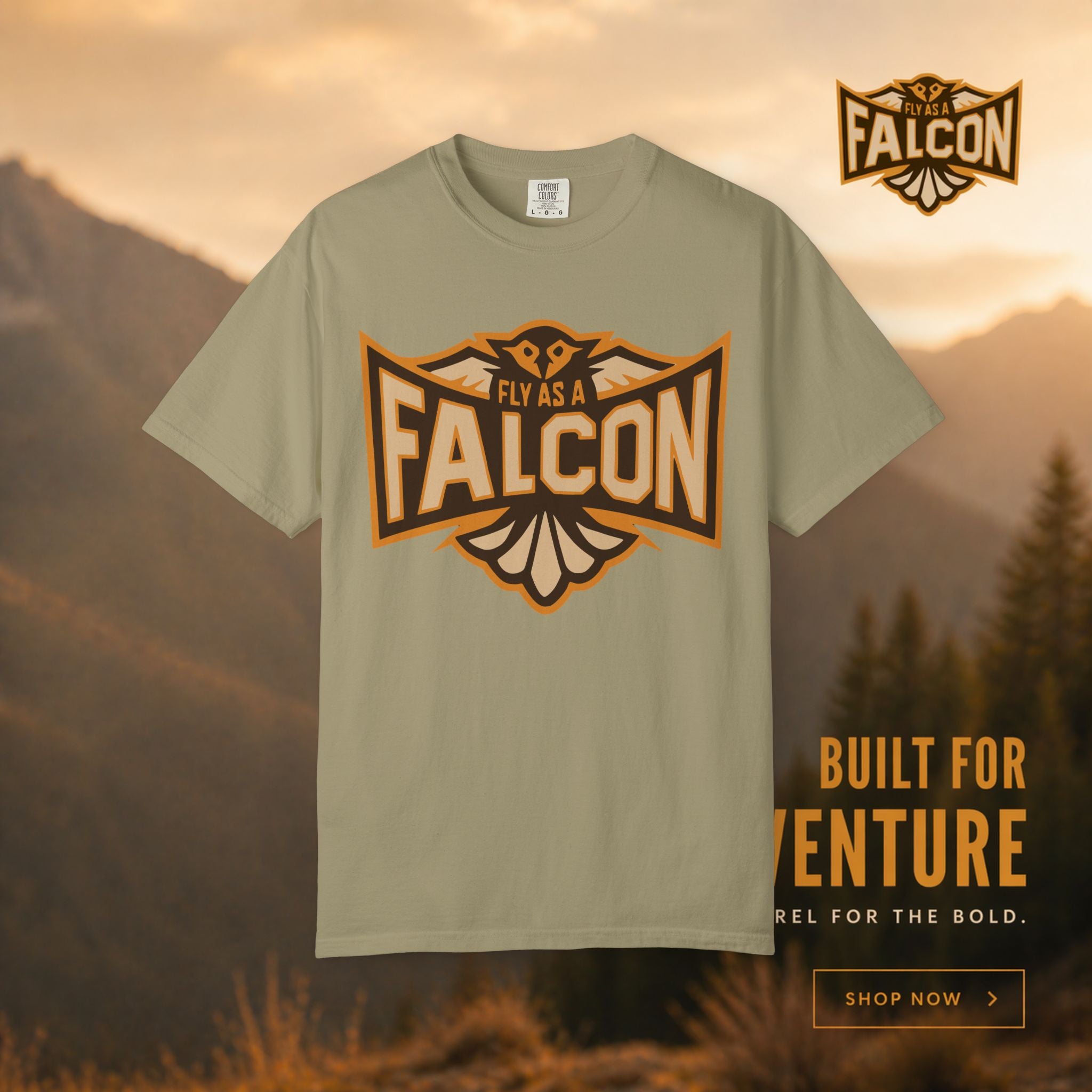 Fly As A Falcon T-Shirt | Sepia