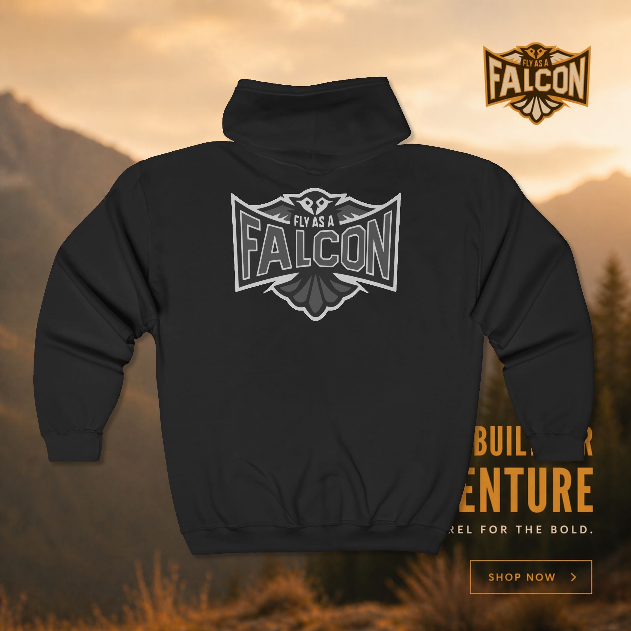 Fly As A Falcon Athletic Full-Zip Hoodie | Granite