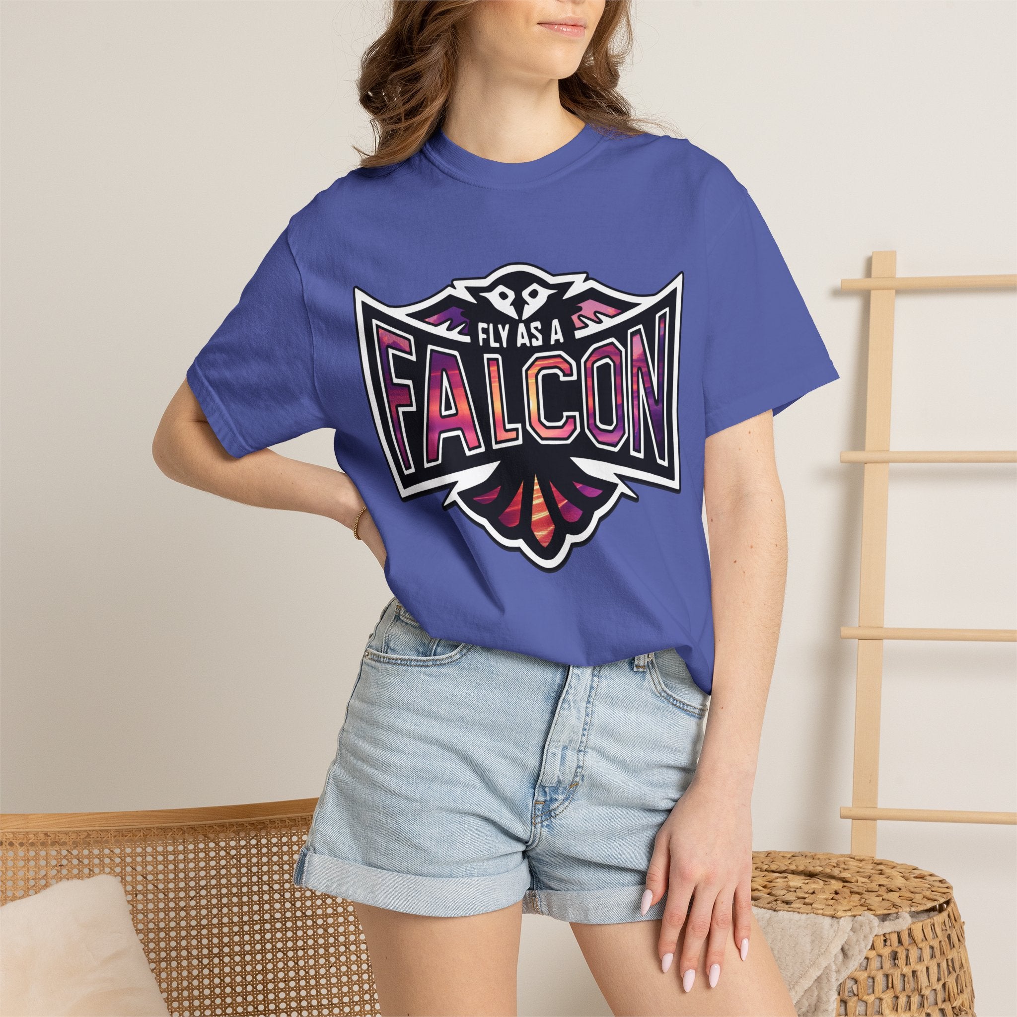 Fly As A Falcon Athletic Logo T-Shirt | Ocean Set