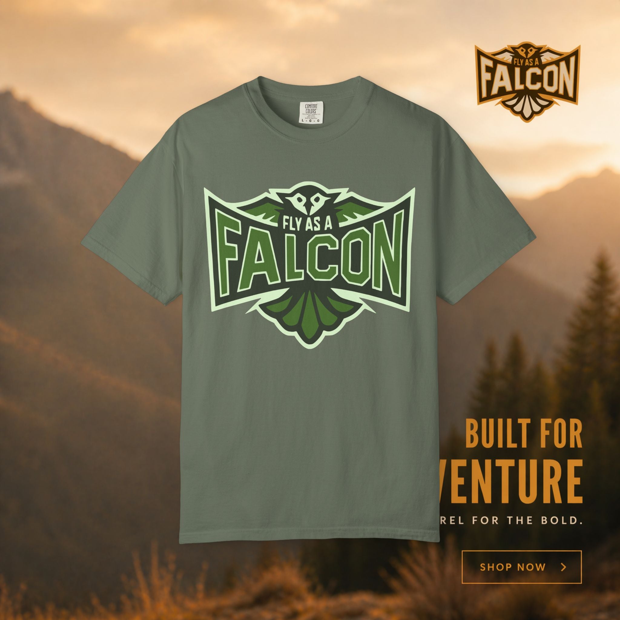 Fly As A Falcon T-Shirt | Forest Ash Retro