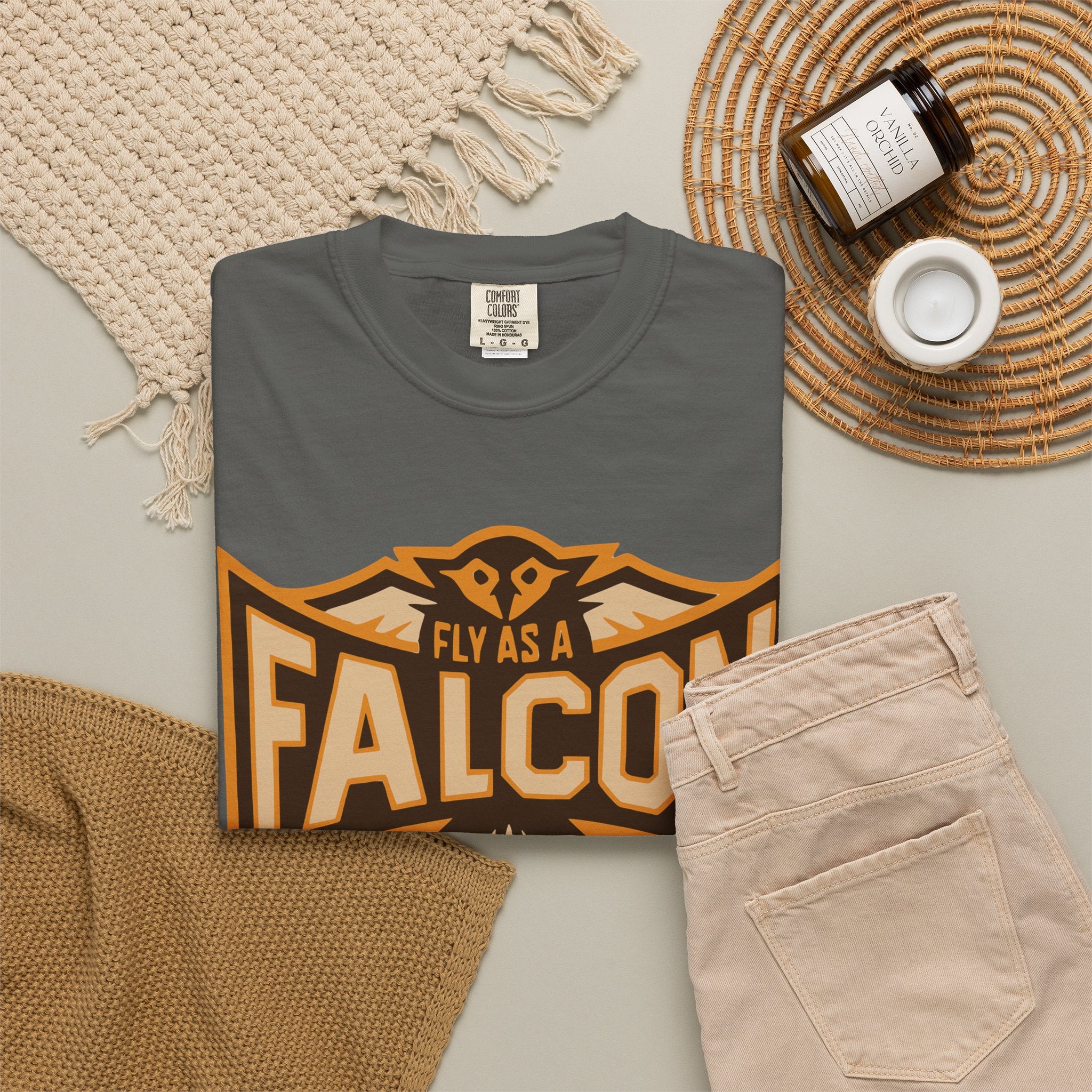 Fly As A Falcon T-Shirt | Sepia
