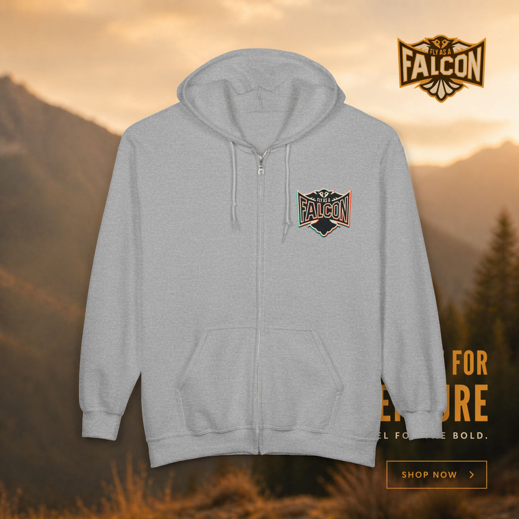 Fly As A Falcon Classic Full-Zip Hoodie | Retro 3D