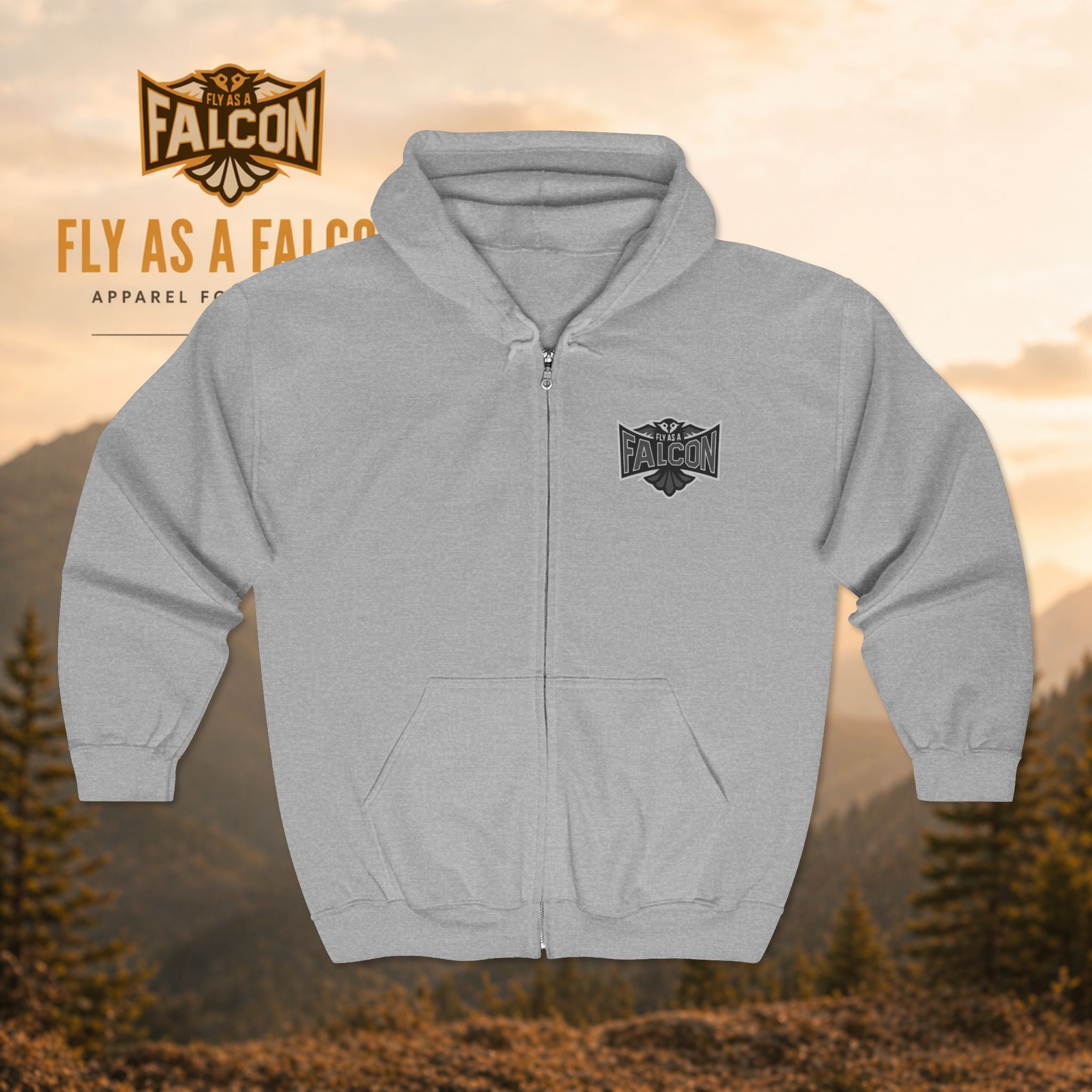 Fly As A Falcon Athletic Full-Zip Hoodie | Granite