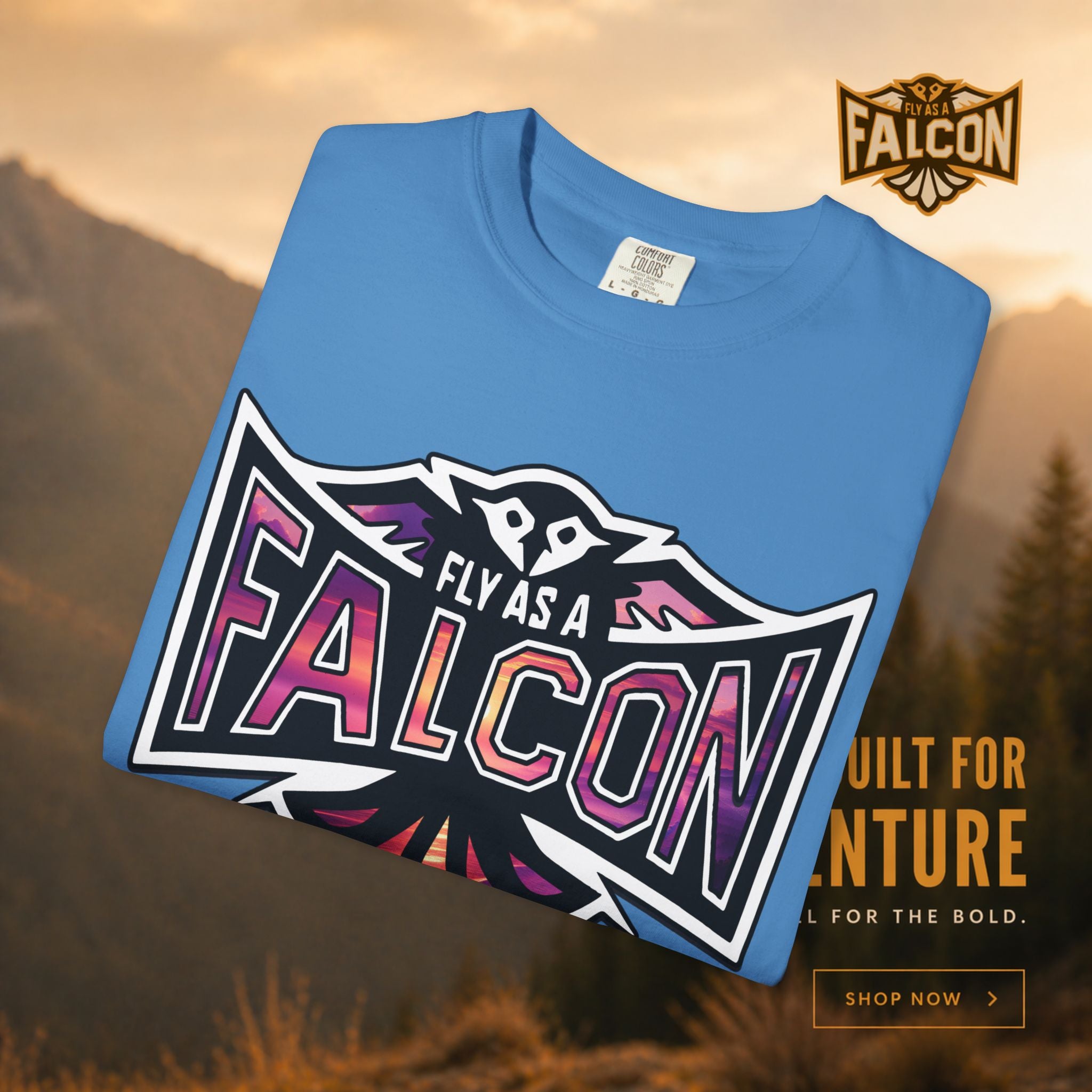 Fly As A Falcon Athletic Logo T-Shirt | Ocean Set