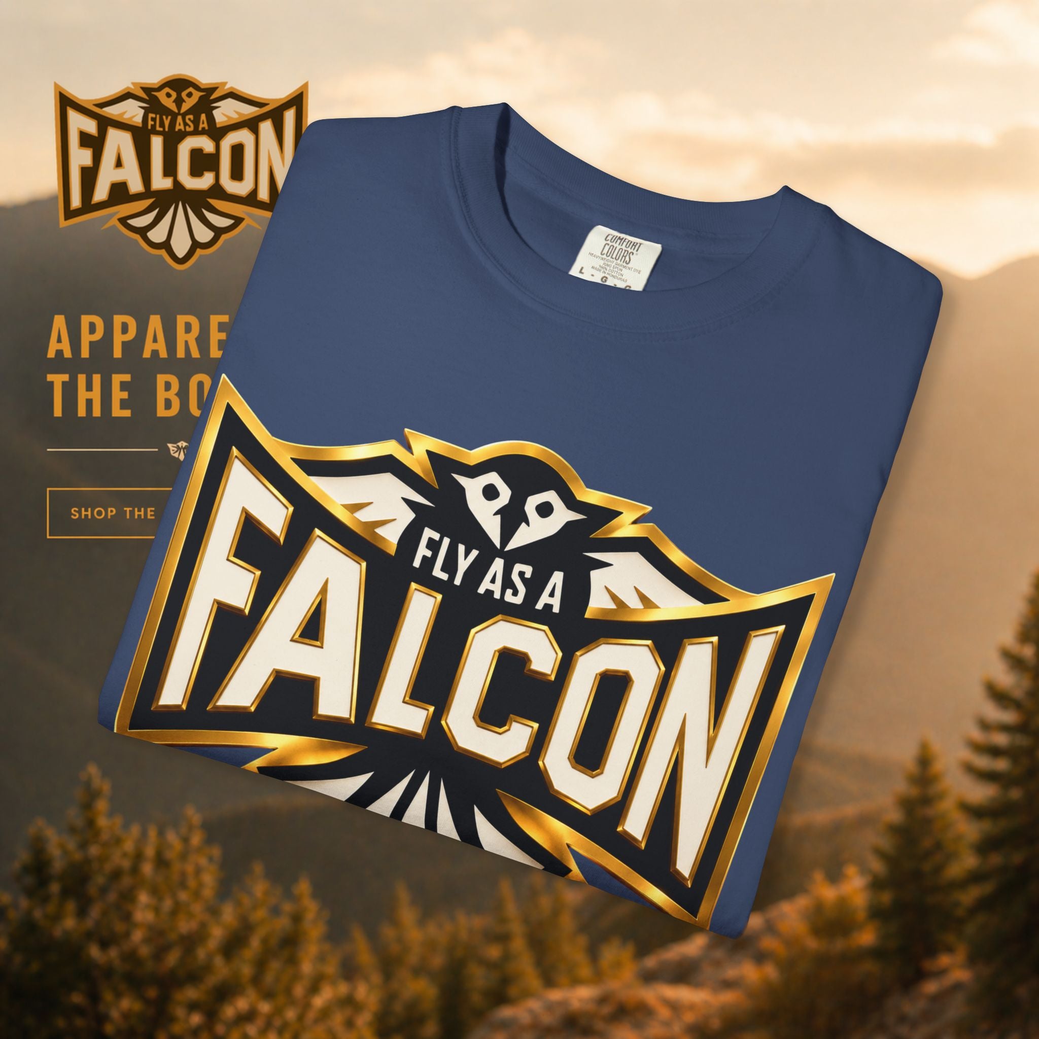 Fly As A Falcon Graphic T-Shirt | Black & Gold Collection 01