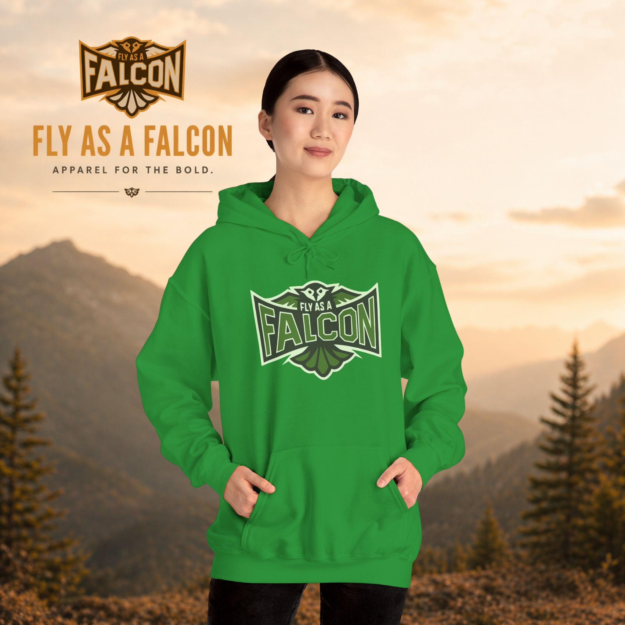 Fly As A Falcon Athletic Hoodie | Forest Ash
