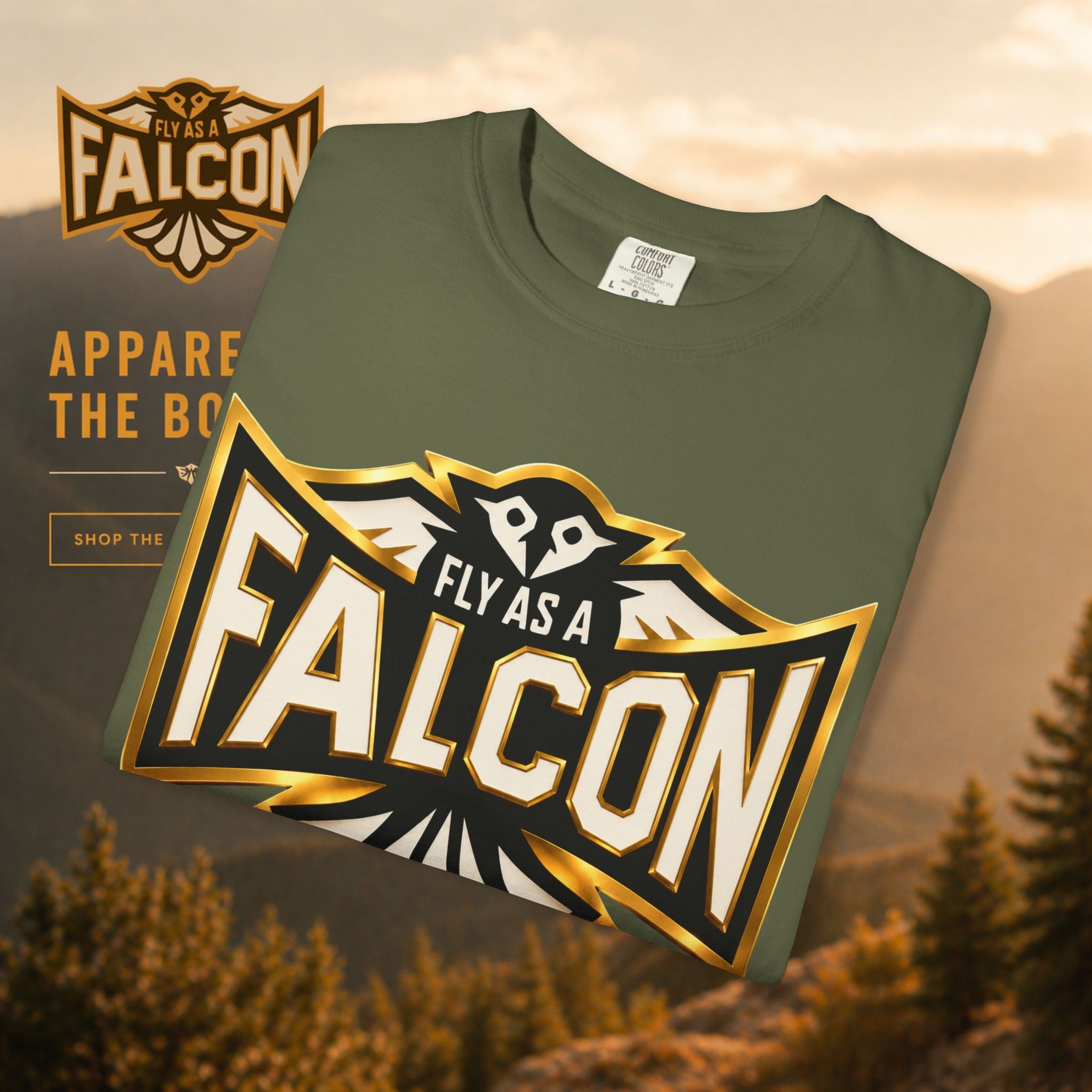 Fly As A Falcon Graphic T-Shirt | Black & Gold Collection 01