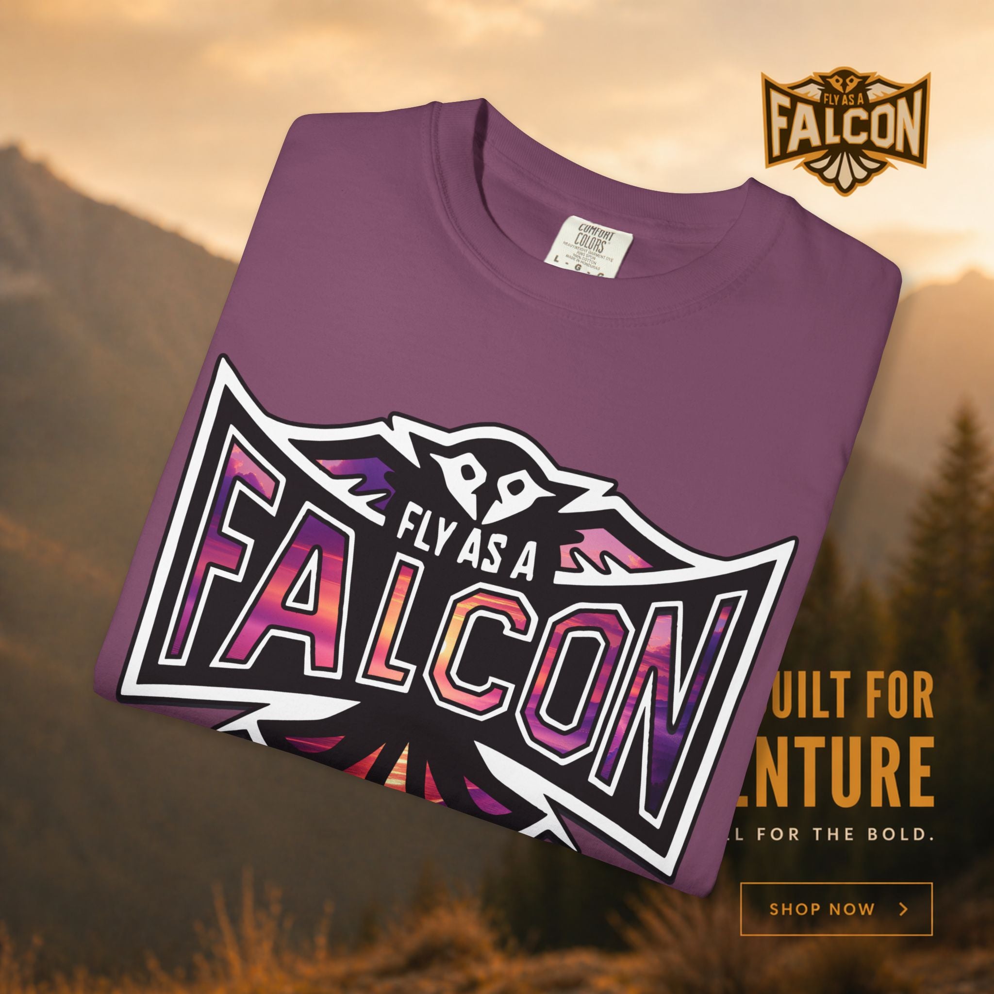 Fly As A Falcon Athletic Logo T-Shirt | Ocean Set