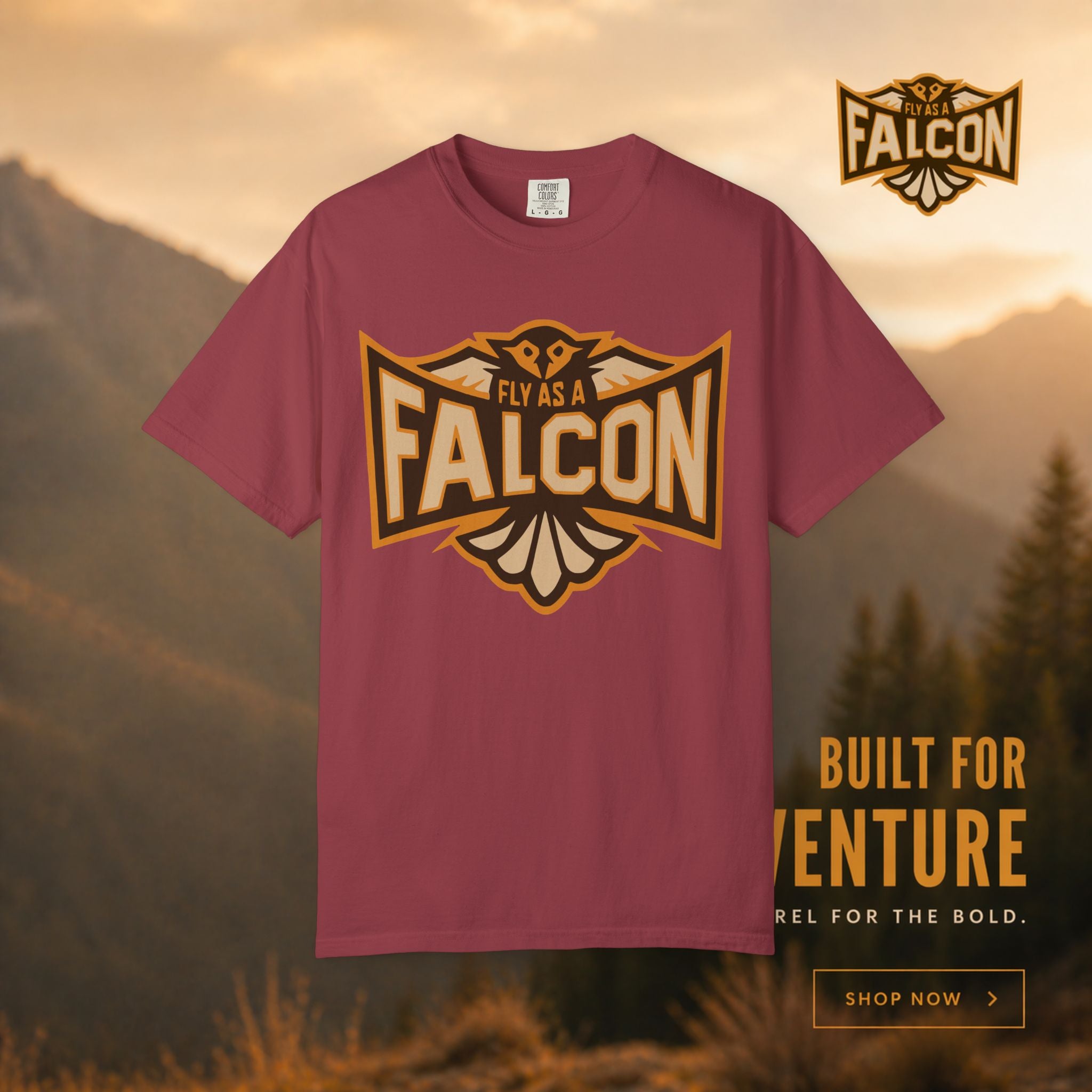 Fly As A Falcon T-Shirt | Sepia