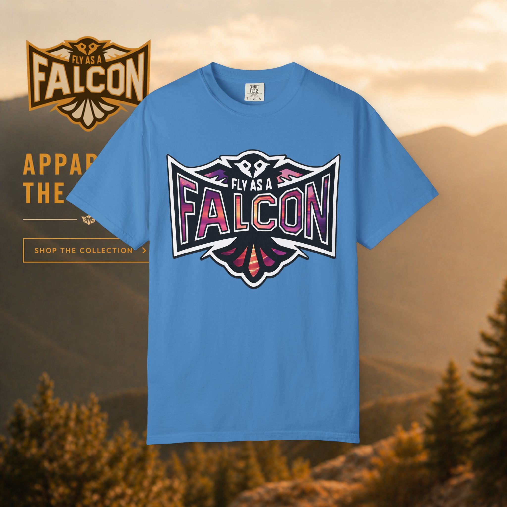 Fly As A Falcon Athletic Logo T-Shirt | Ocean Set