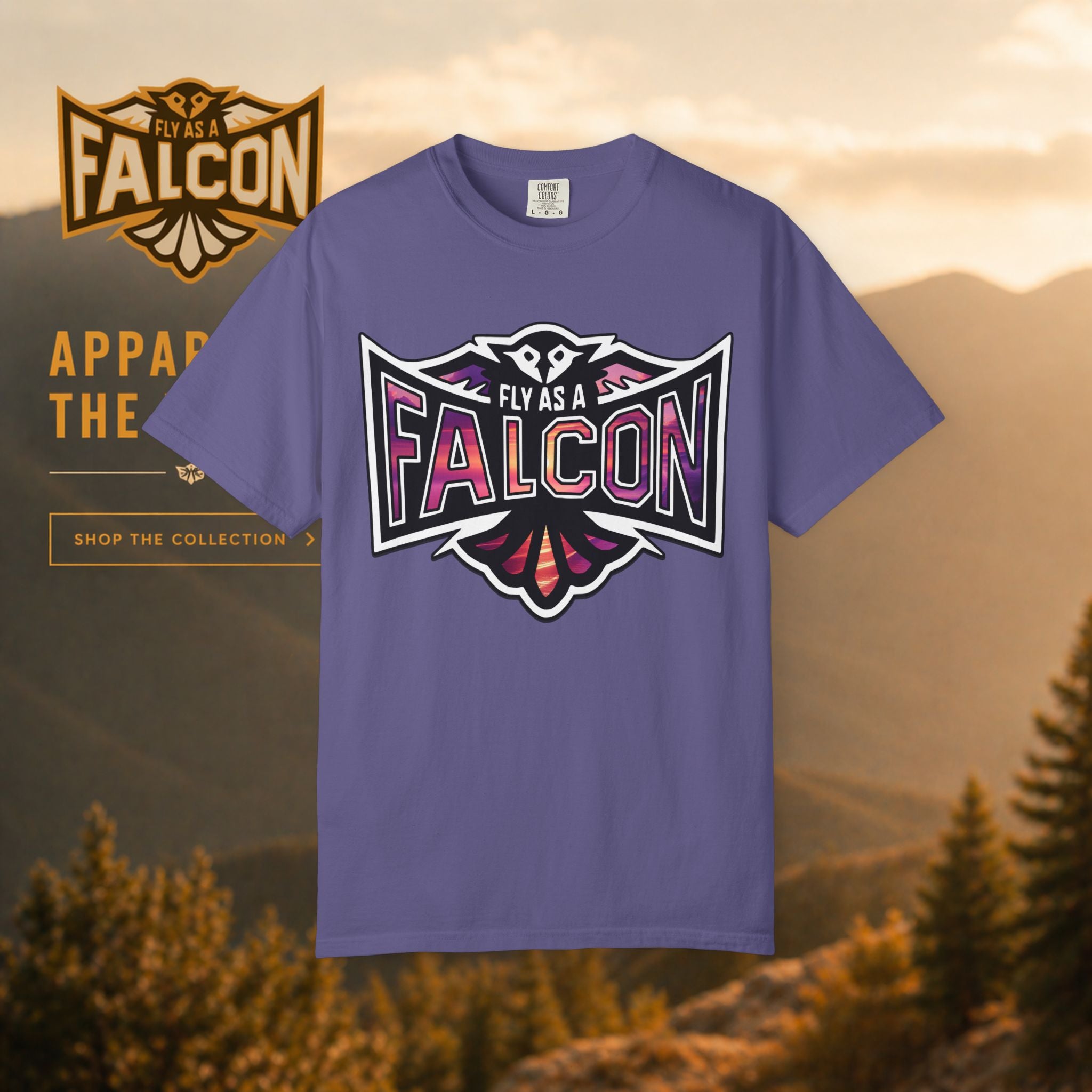 Fly As A Falcon Athletic Logo T-Shirt | Ocean Set