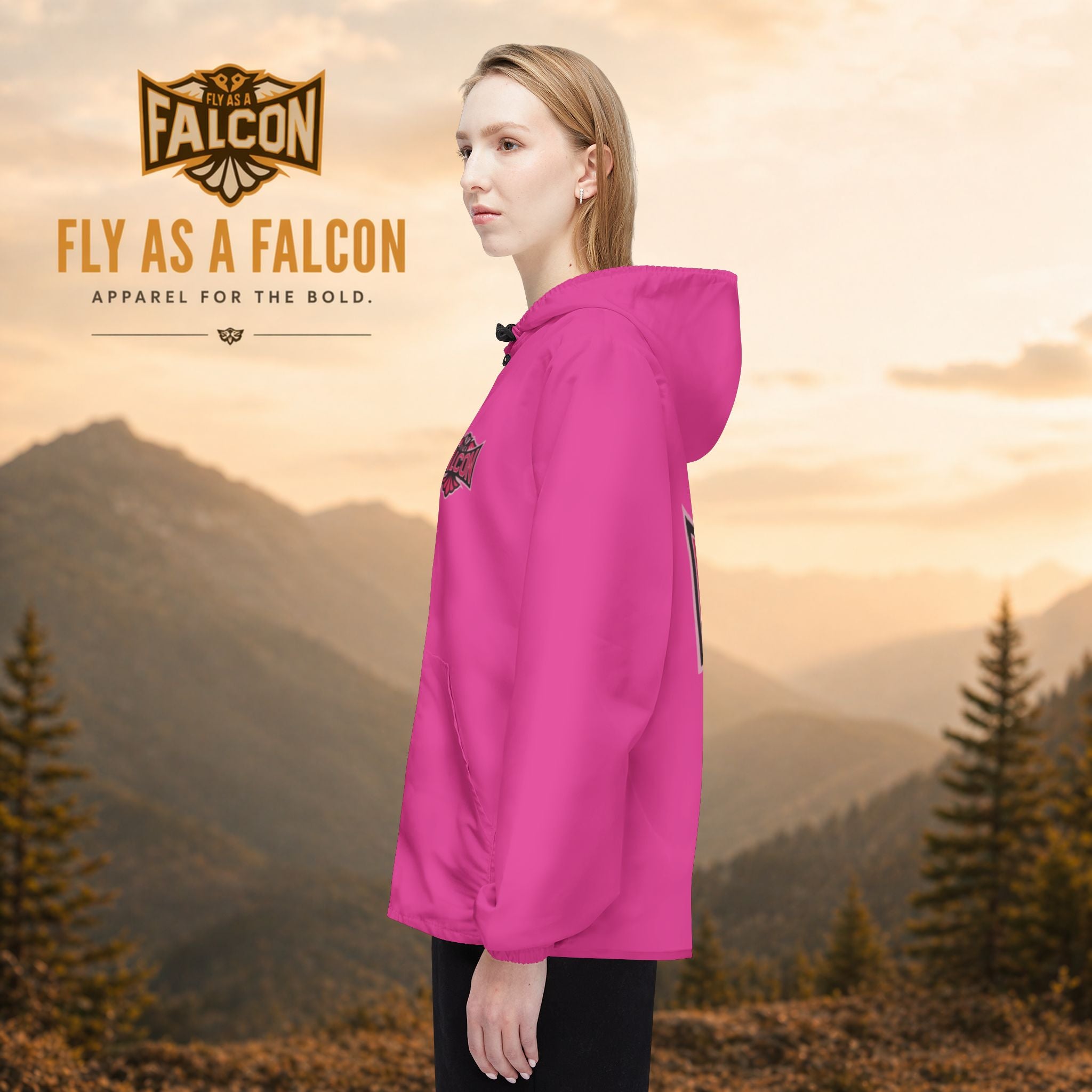 Fly As A Falcon Hooded Windbreaker Jacket | Wild Rose