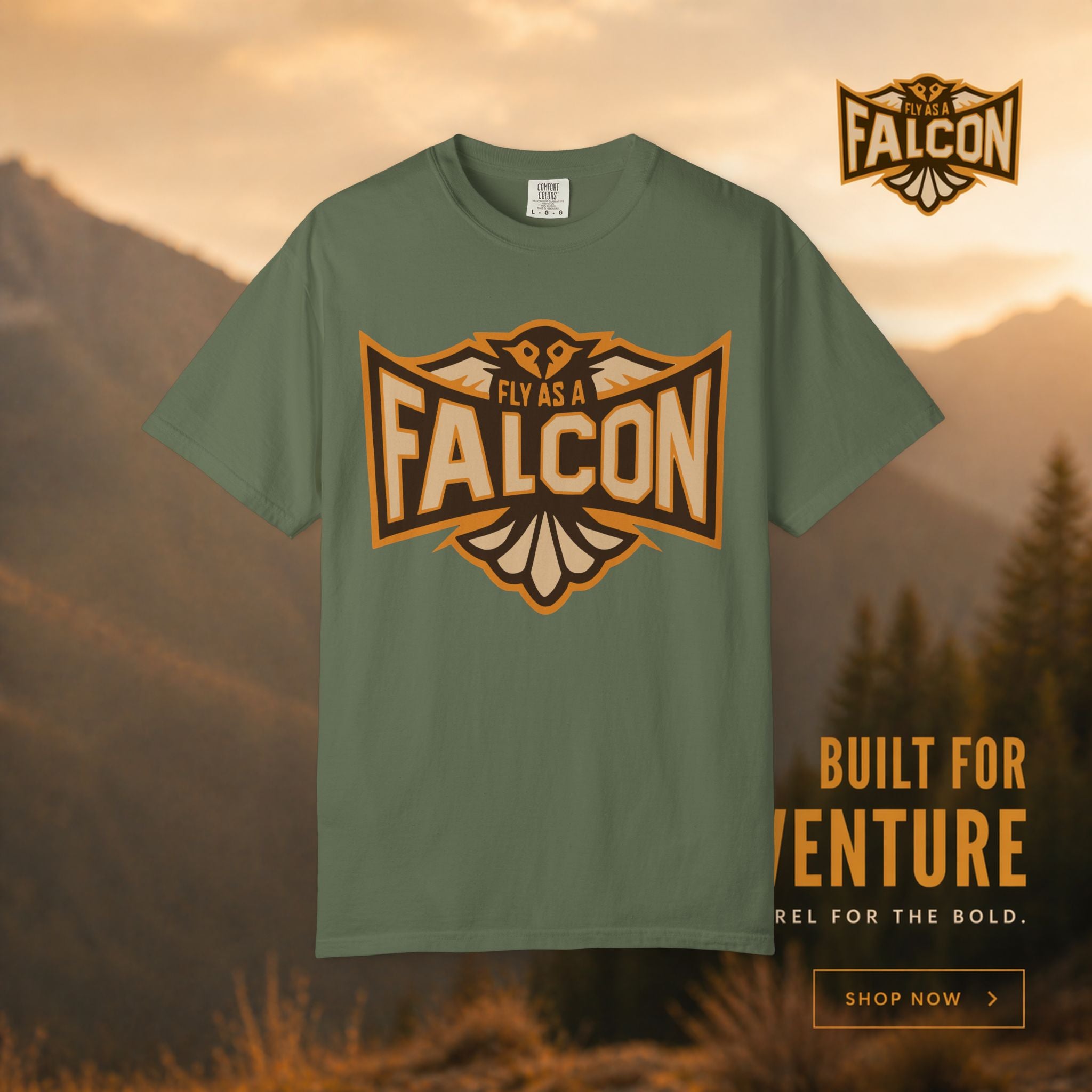 Fly As A Falcon T-Shirt | Sepia