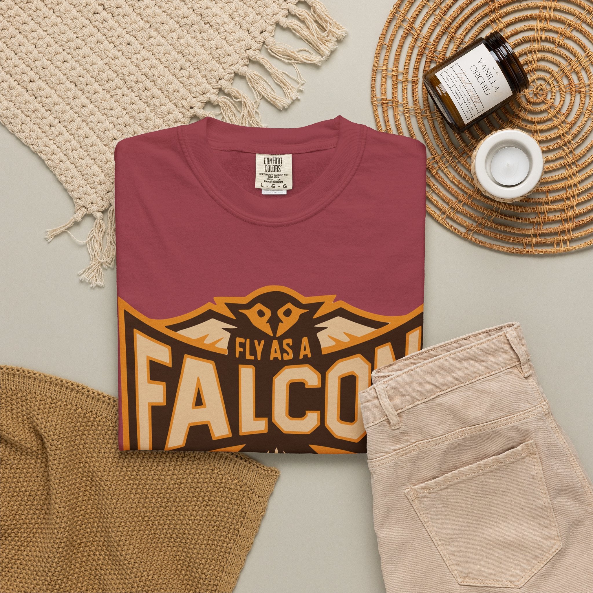 Fly As A Falcon T-Shirt | Sepia