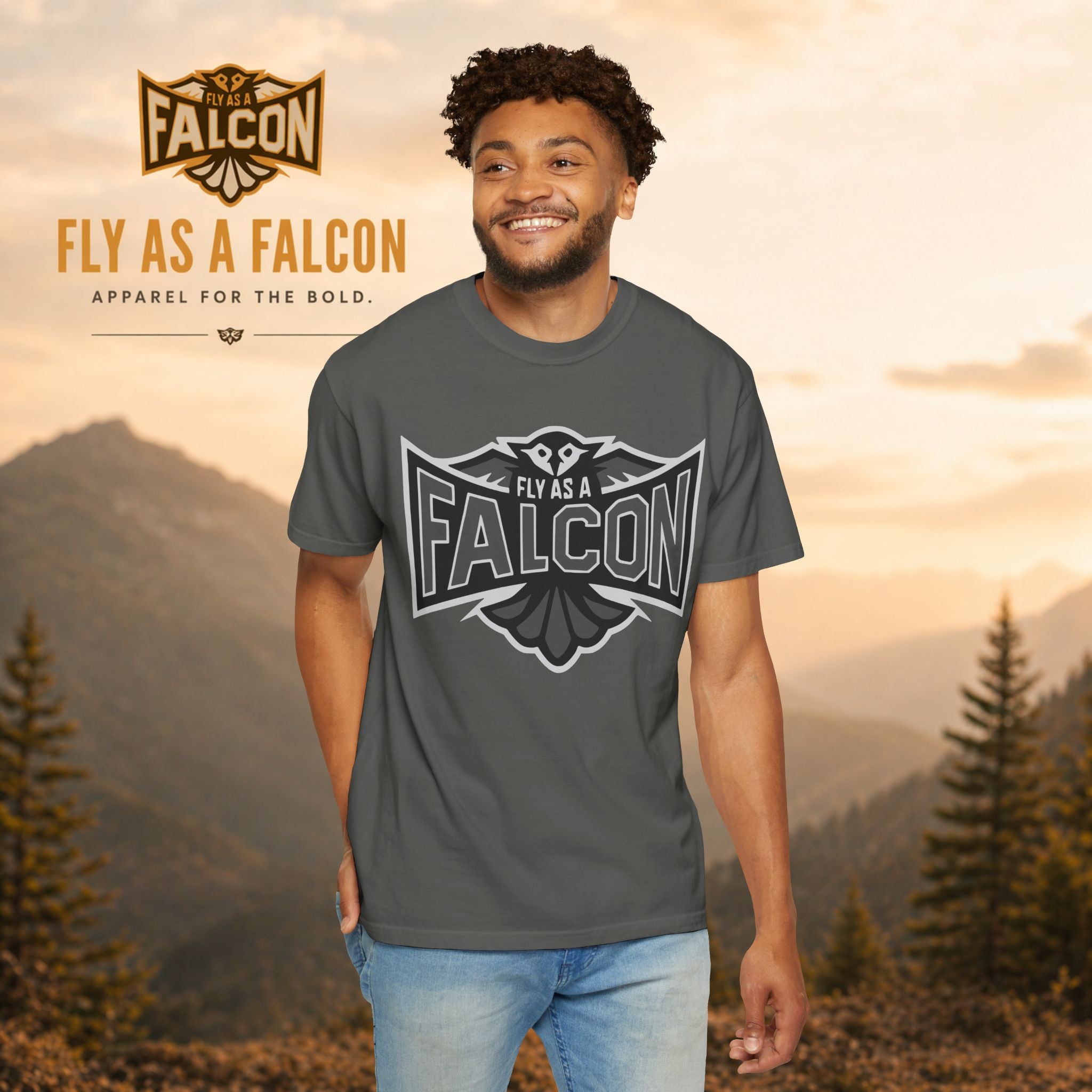 Fly As A Falcon T-Shirt  |  Granite