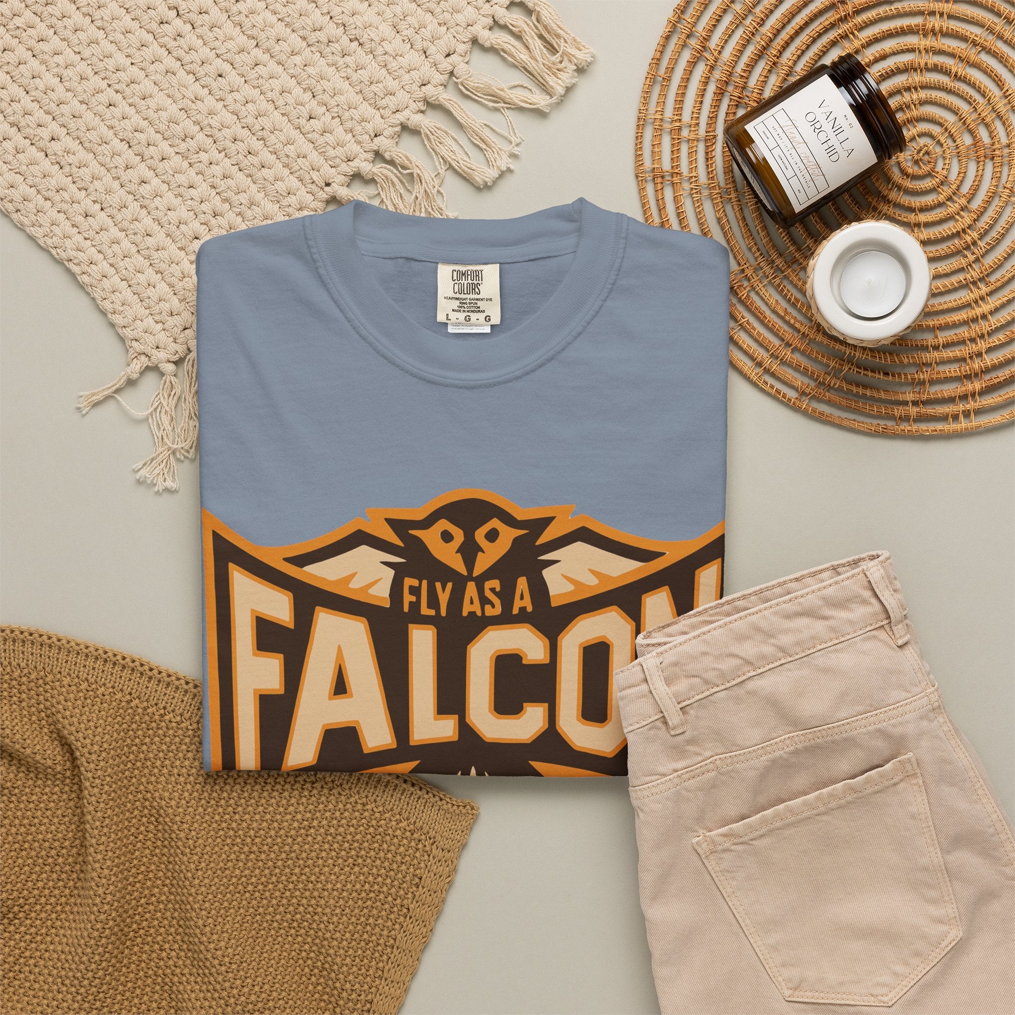 Fly As A Falcon T-Shirt | Sepia