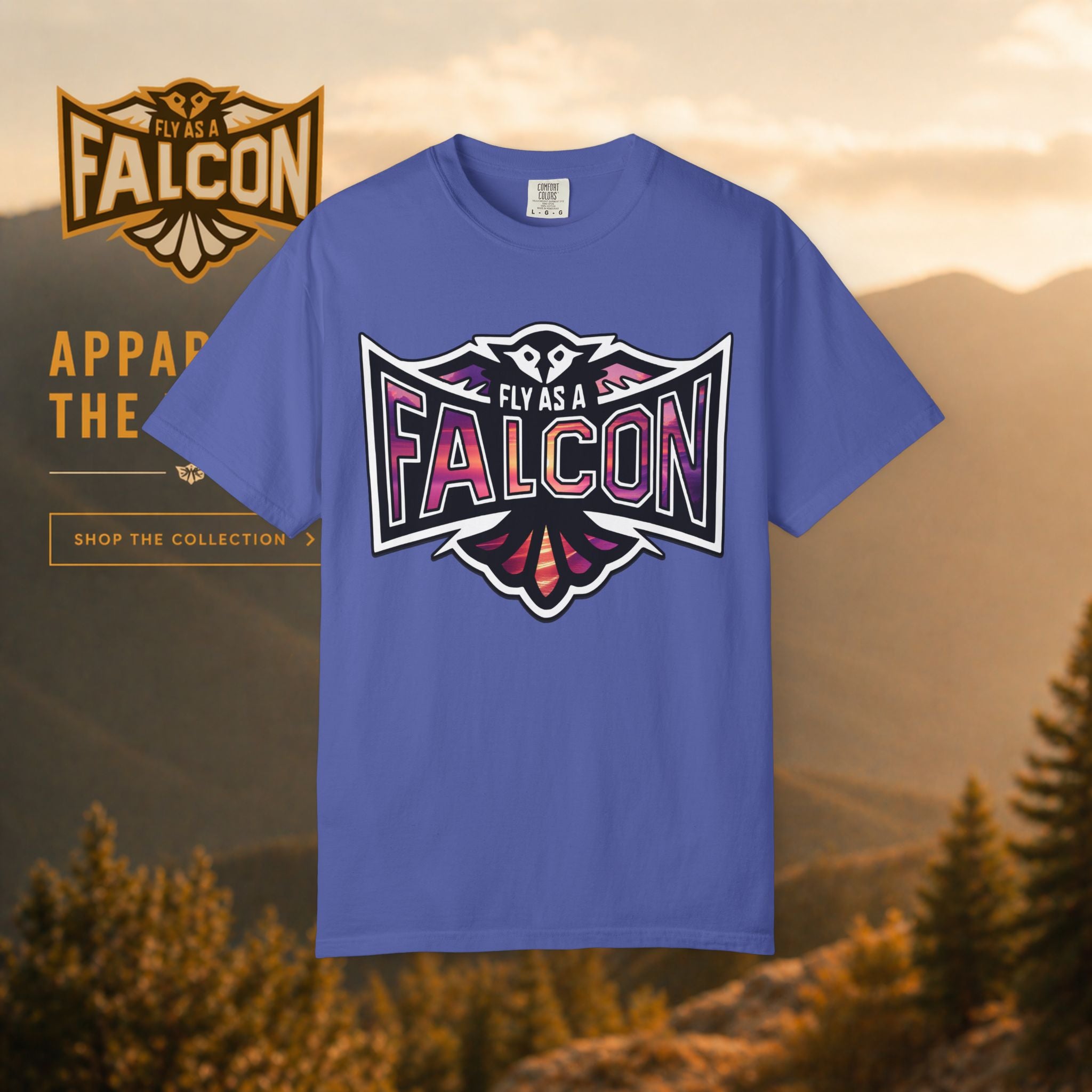 Fly As A Falcon Athletic Logo T-Shirt | Ocean Set