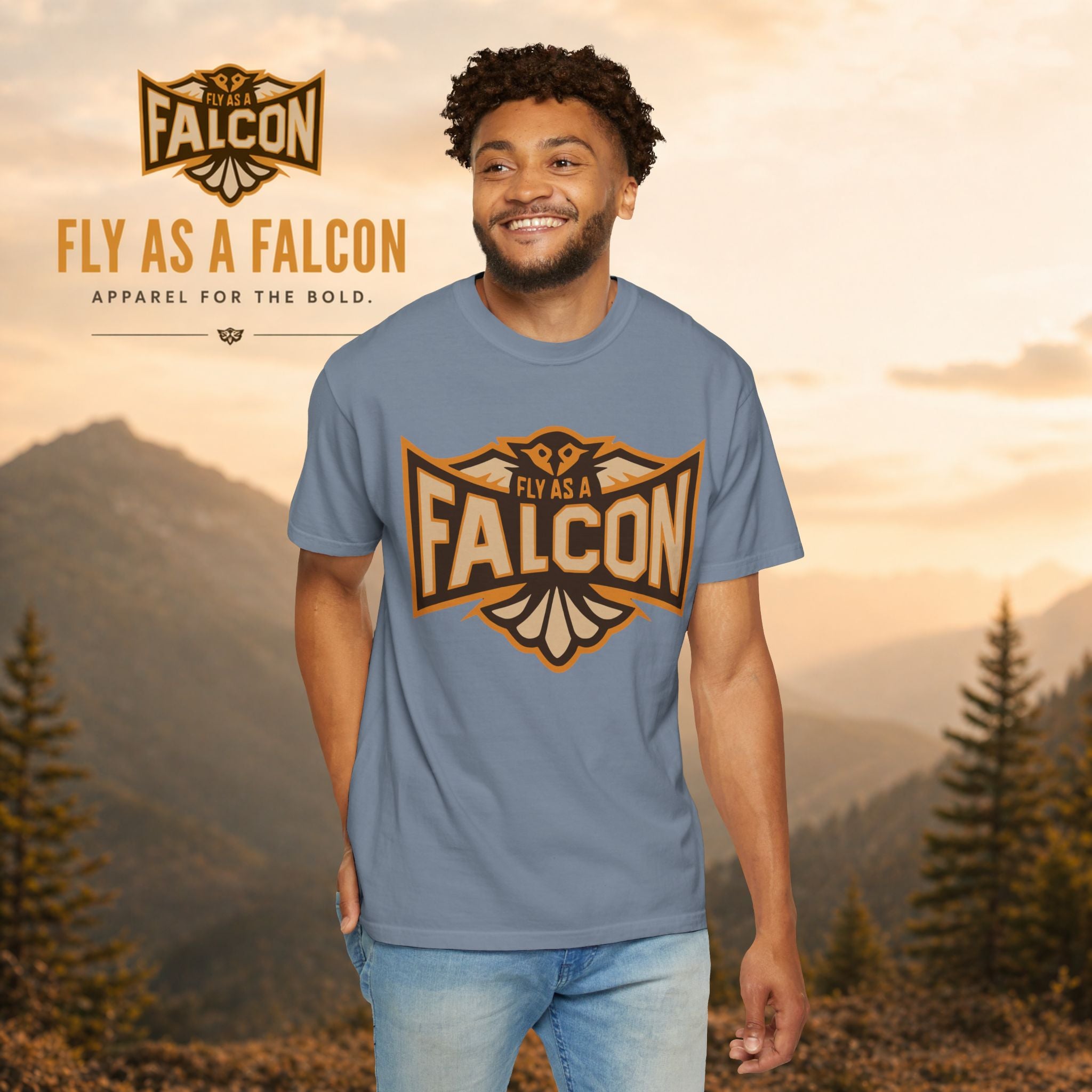 Fly As A Falcon T-Shirt | Sepia