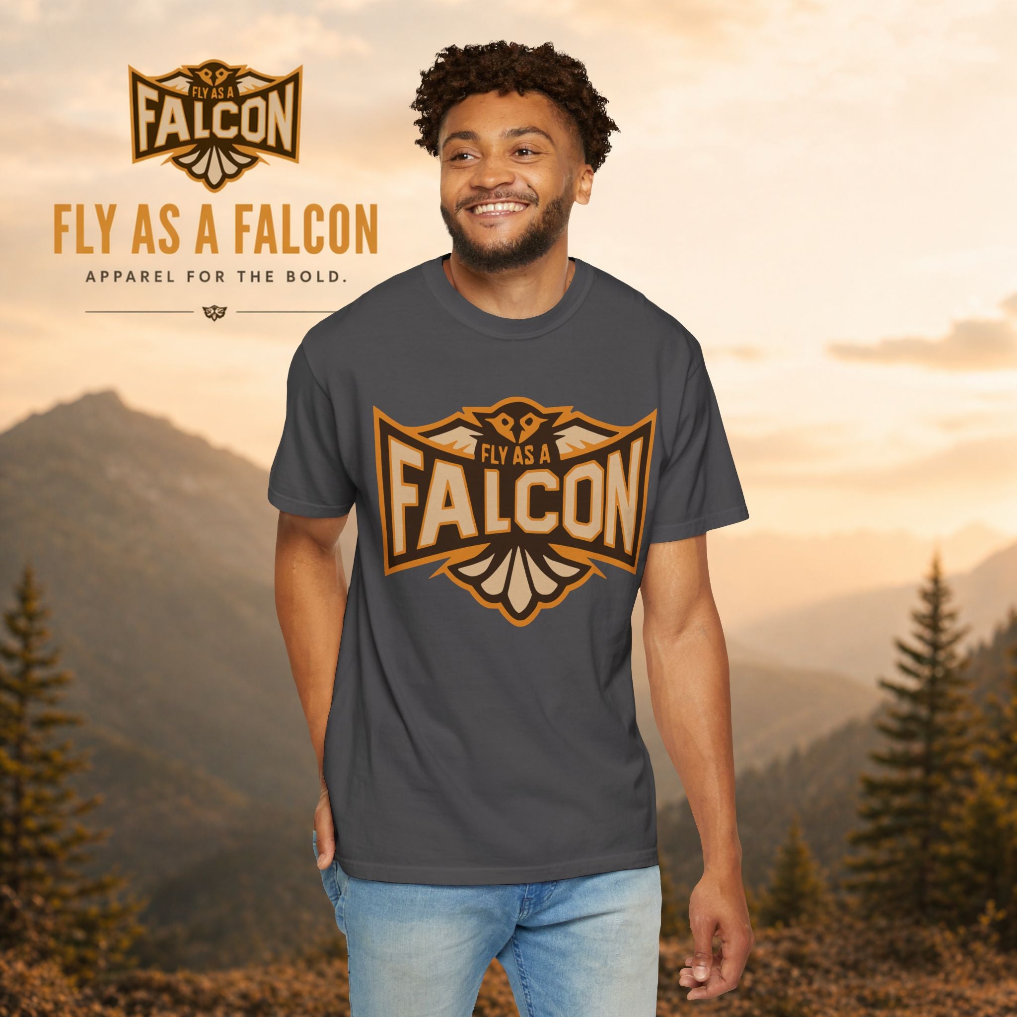 Fly As A Falcon T-Shirt | Sepia