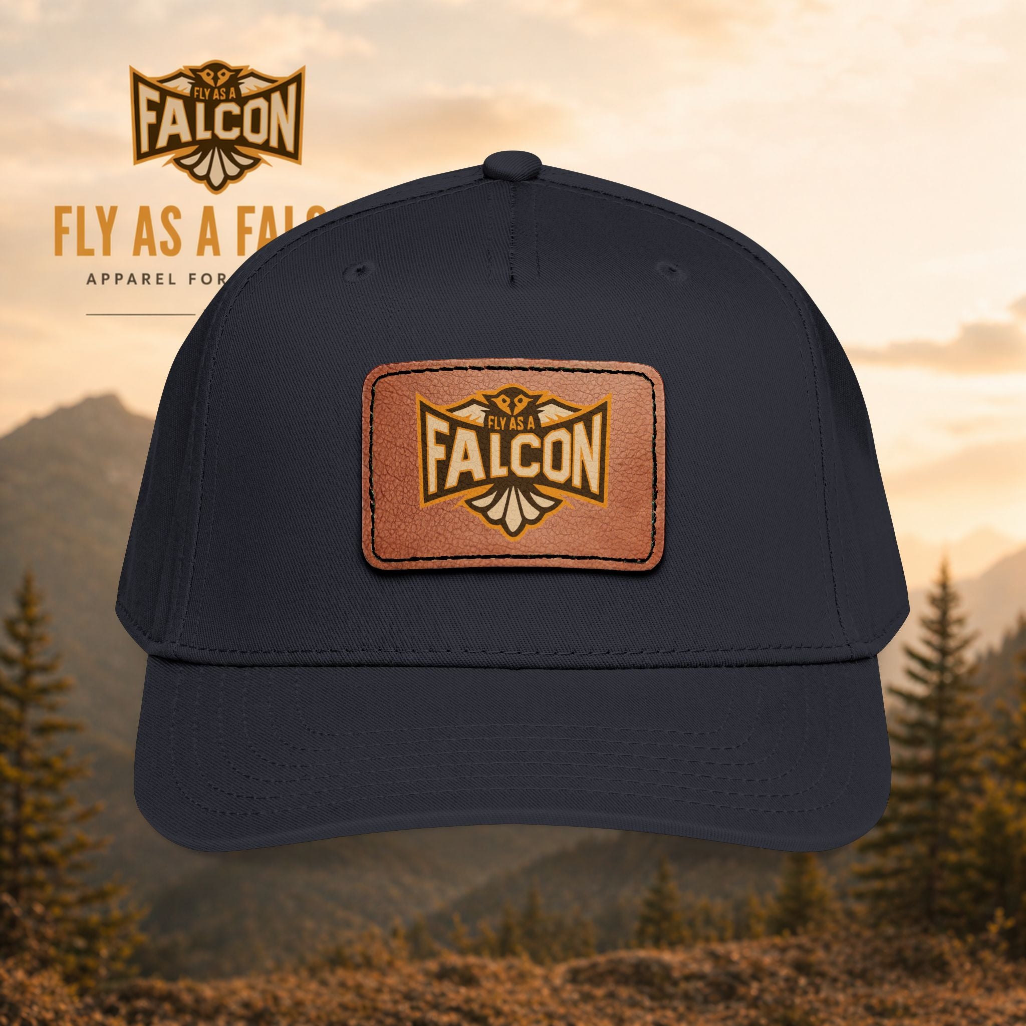 Fly As A Falcon Leather Patch Baseball Cap  |