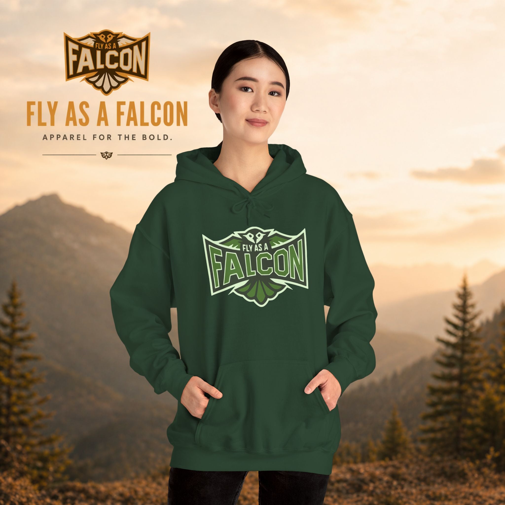 Fly As A Falcon Athletic Hoodie | Forest Ash