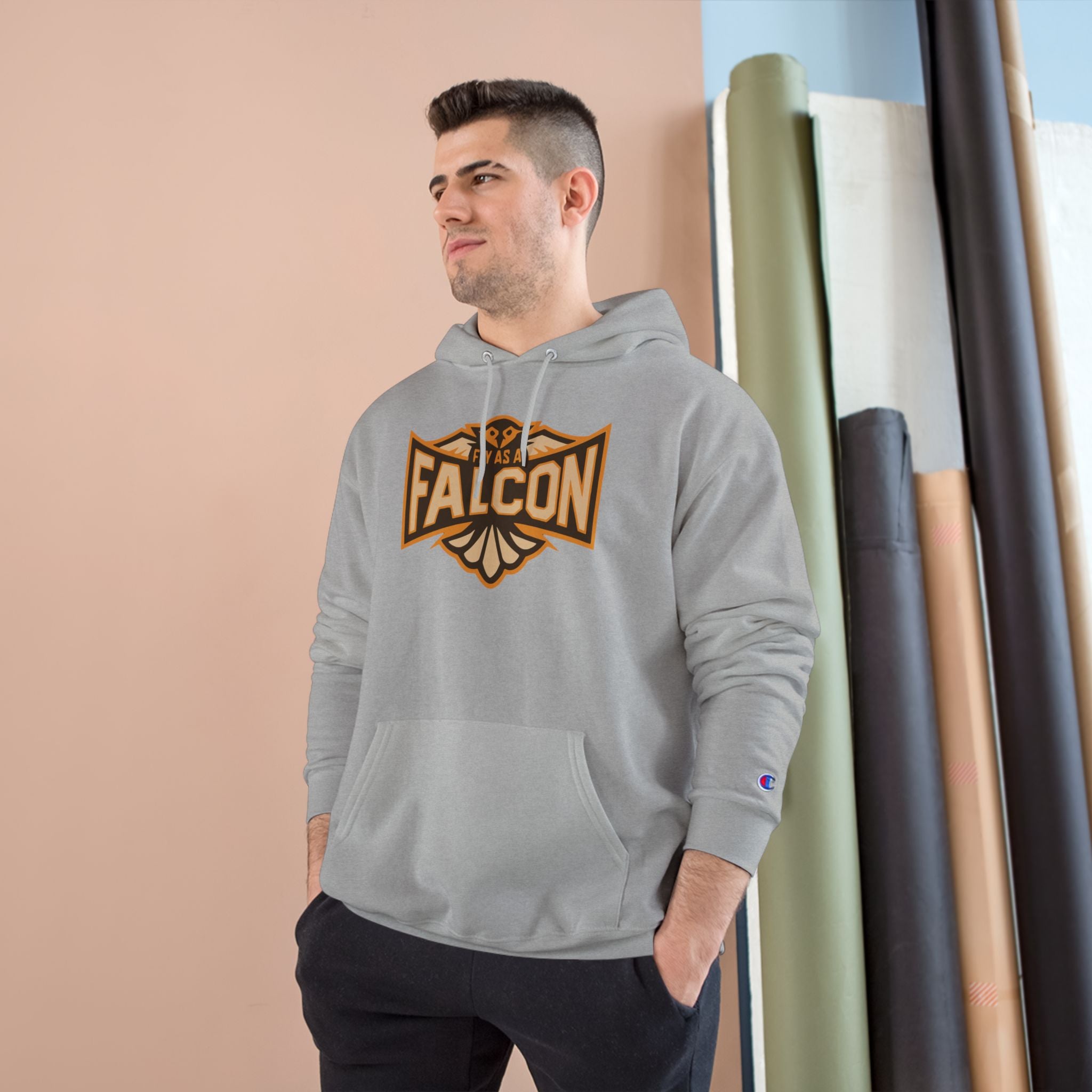 Fly As A Falcon Champion Hoodie | Sepia