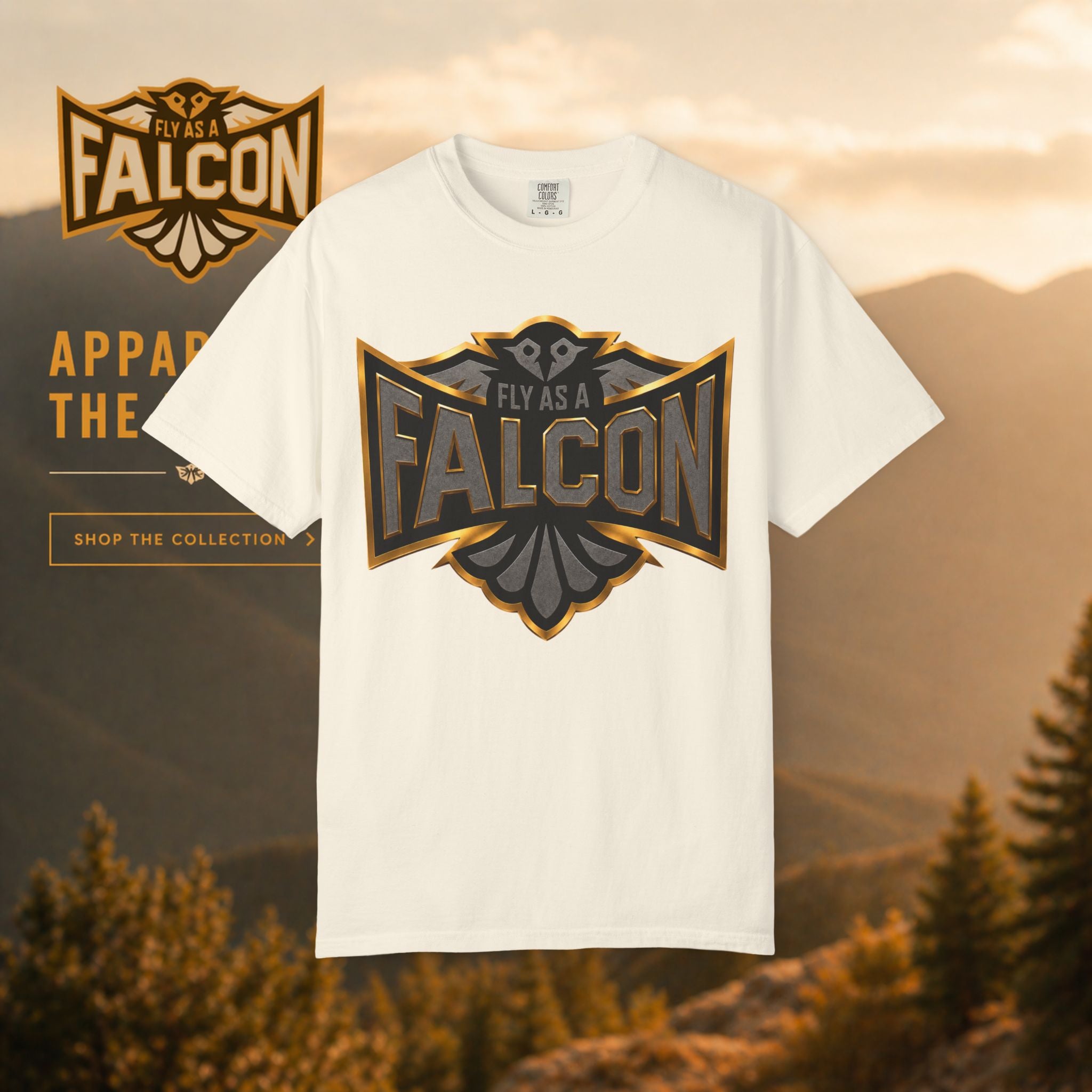 Fly As A Falcon Graphic T-Shirt | Black & Gold Collection 02