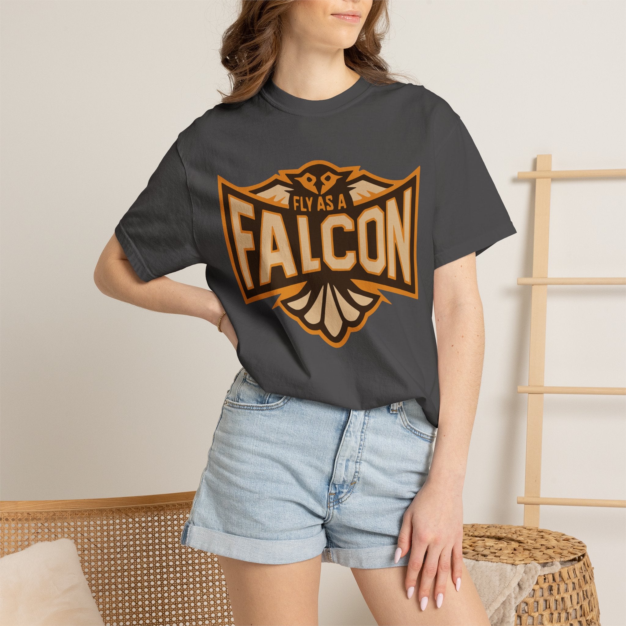 Fly As A Falcon T-Shirt | Sepia