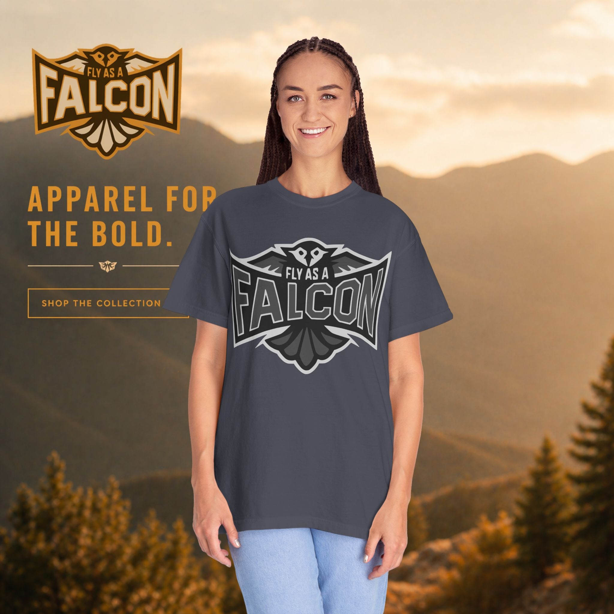 Fly As A Falcon T-Shirt  |  Granite