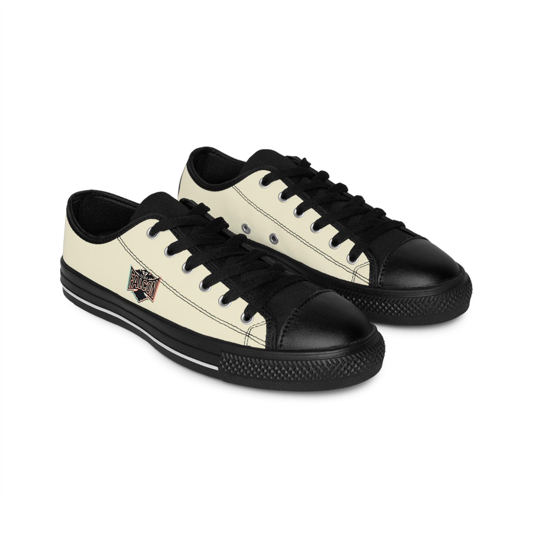 Fly As A Falcon Cream Canvas Low-Top Sneakers | Retro 3D