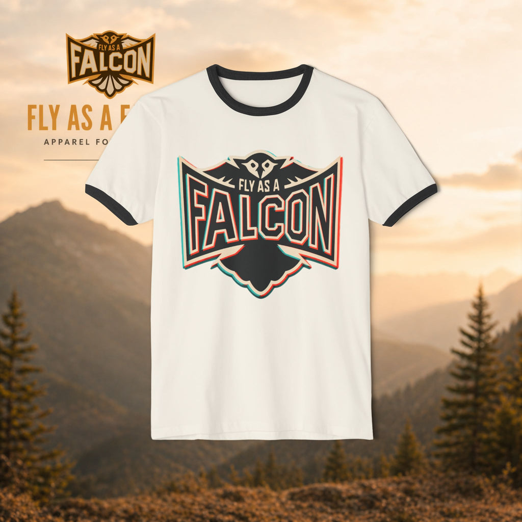 Fly As A Falcon Ringer T-Shirt | Retro 3D