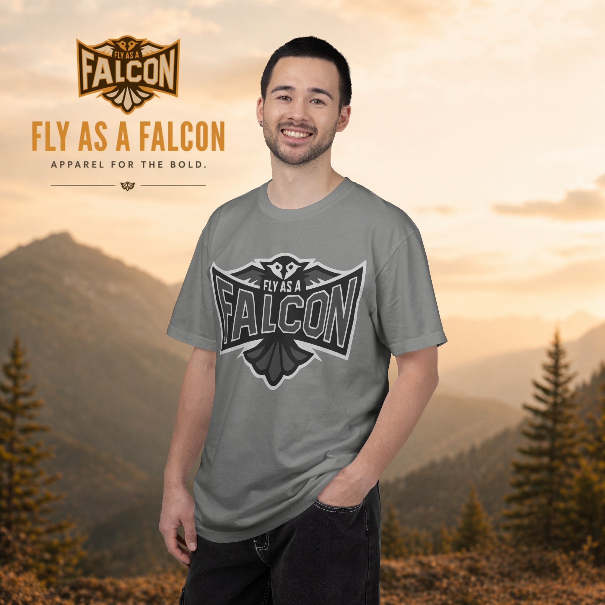 Fly As A Falcon T-Shirt  |  Granite