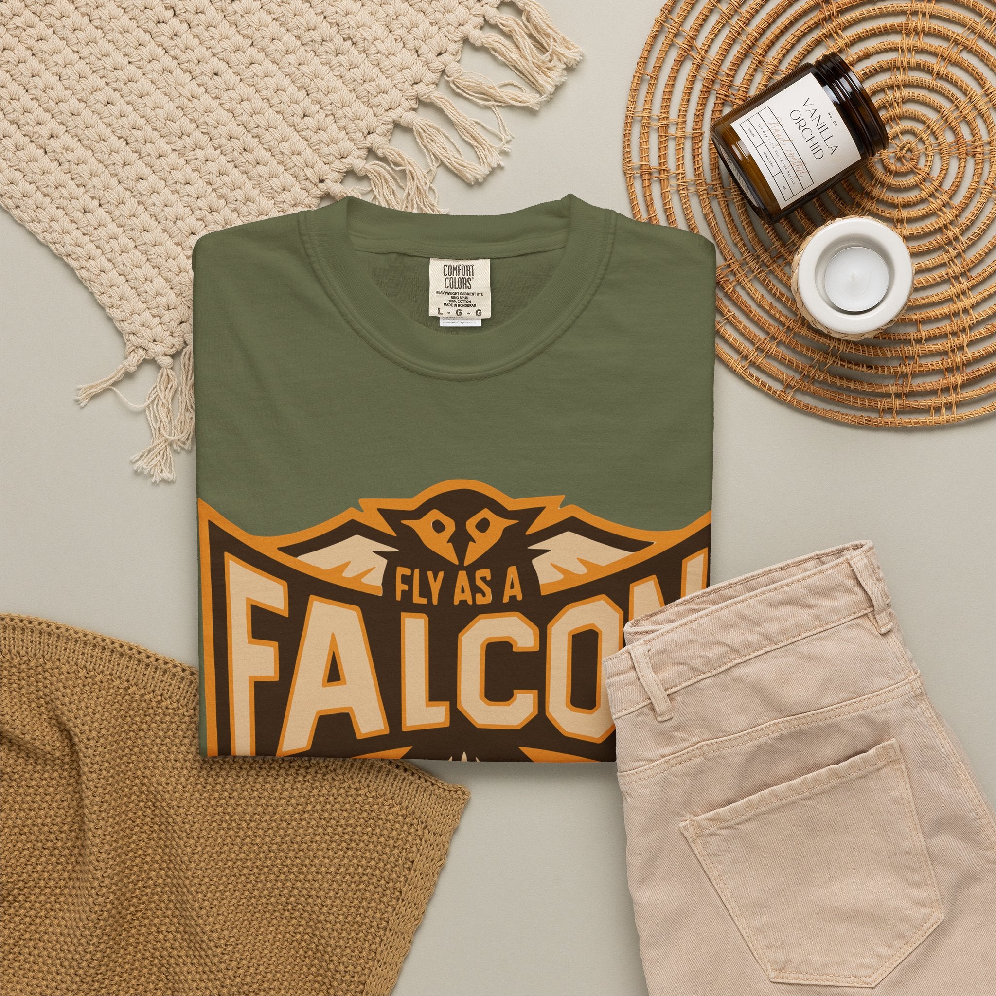 Fly As A Falcon T-Shirt | Sepia