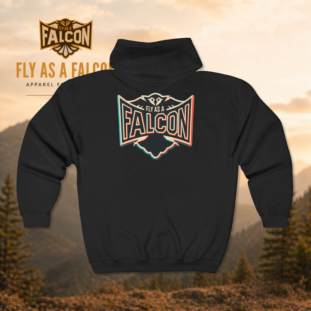 Fly As A Falcon Classic Full-Zip Hoodie | Retro 3D