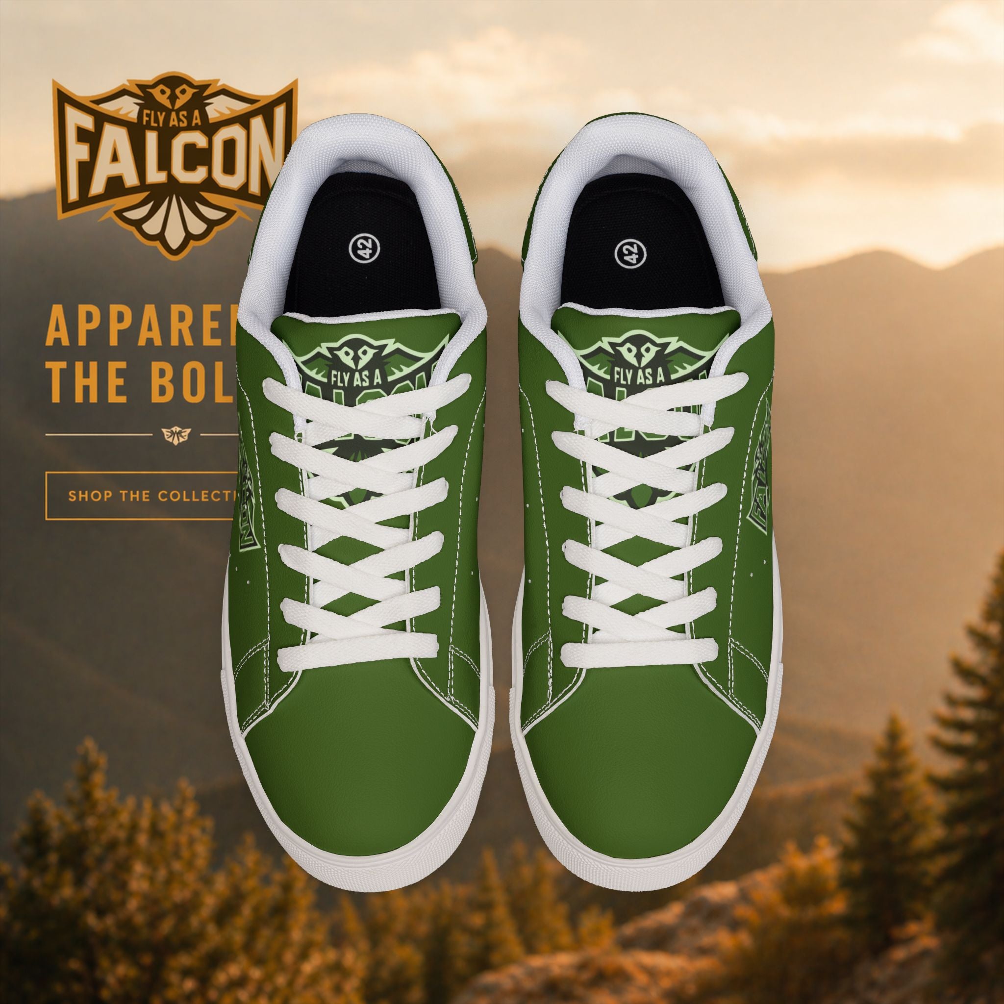 Fly As A Falcon Low-Top Sneakers | Forest Ash