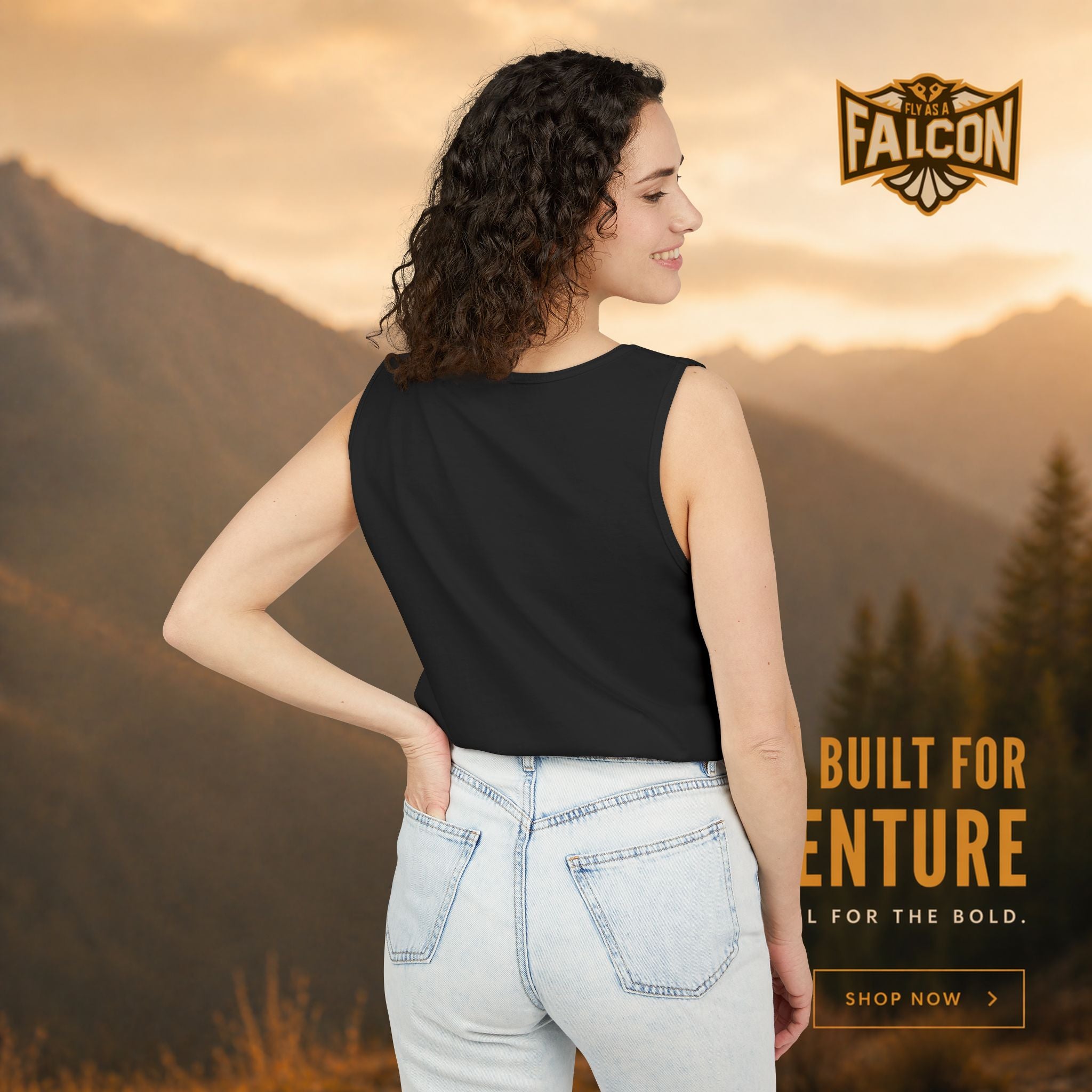 Fly As A Falcon Tank Top |  Sepia