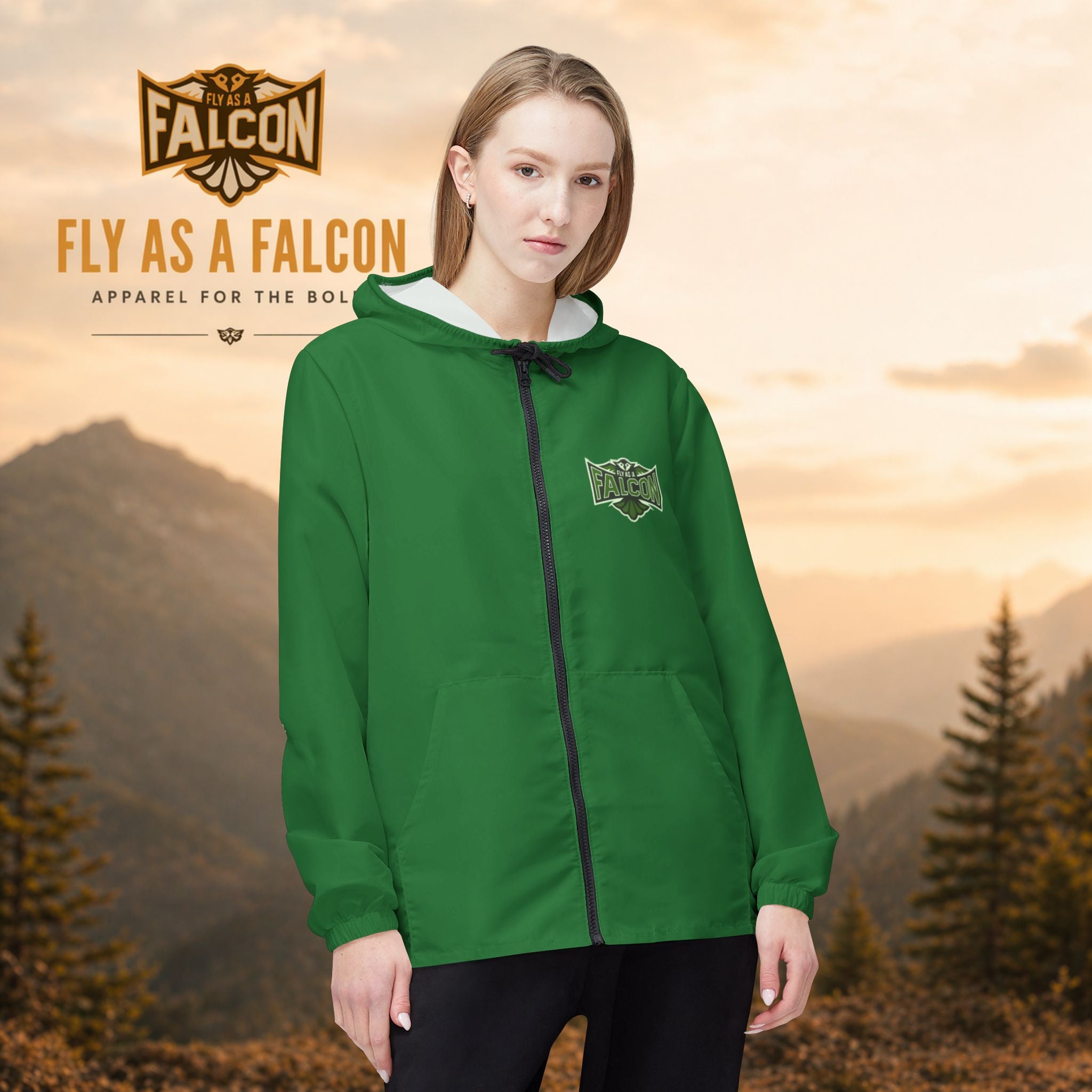 Fly As A Falcon Windbreaker Jacket | Forest Ash