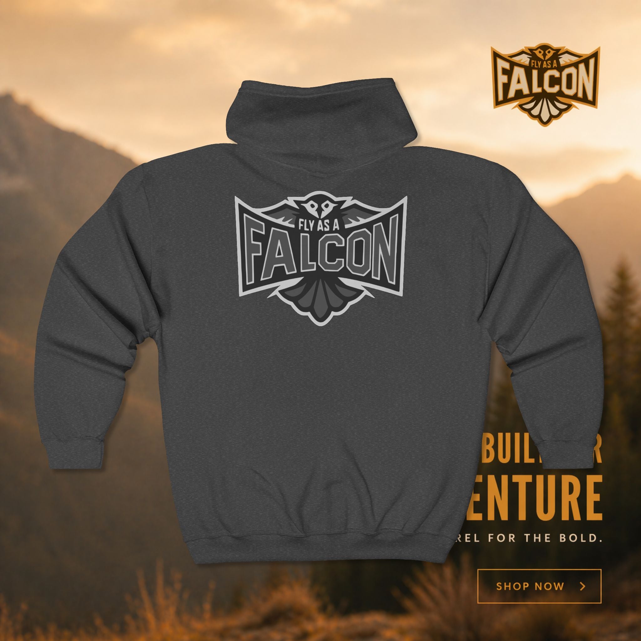 Fly As A Falcon Athletic Full-Zip Hoodie | Granite