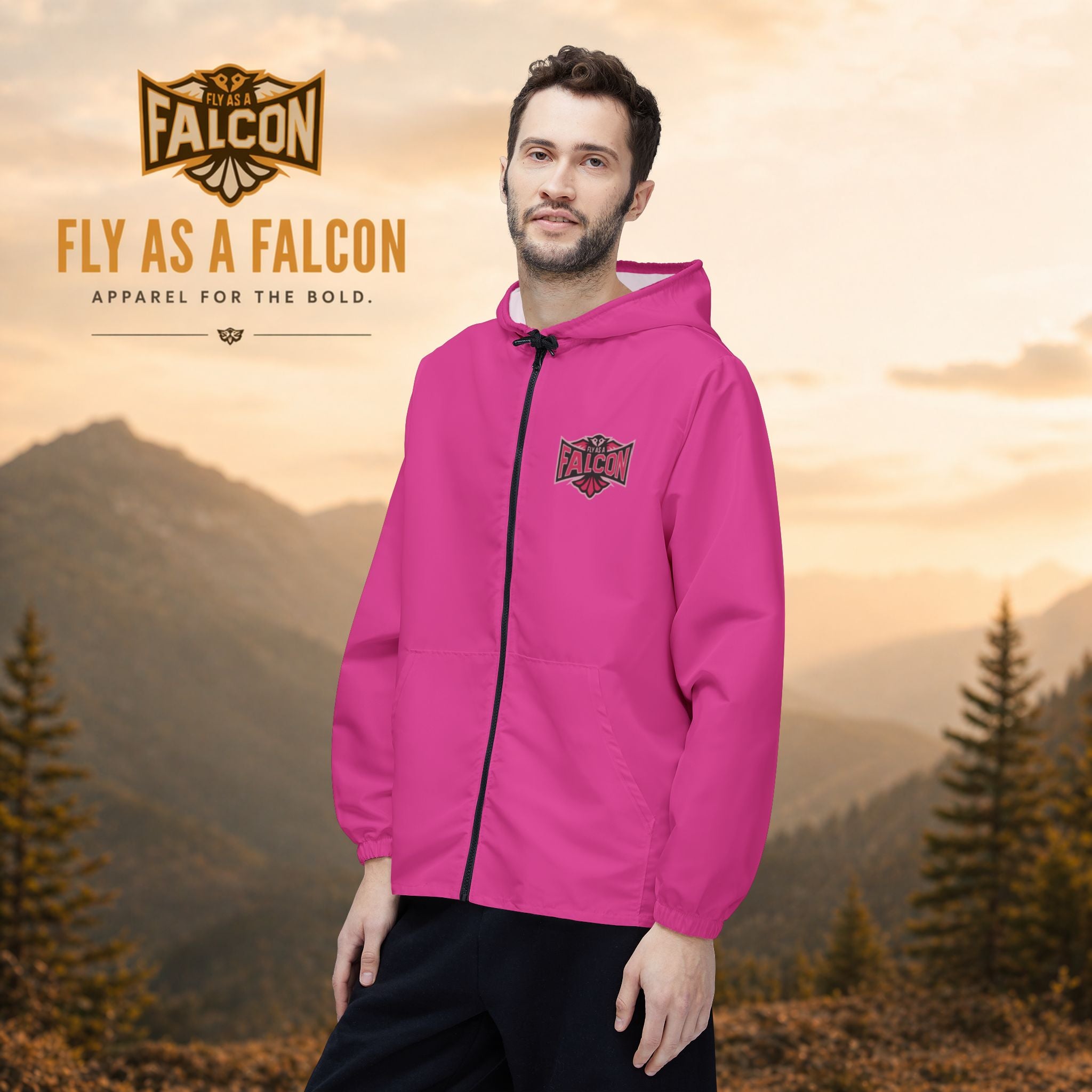 Fly As A Falcon Hooded Windbreaker Jacket | Wild Rose