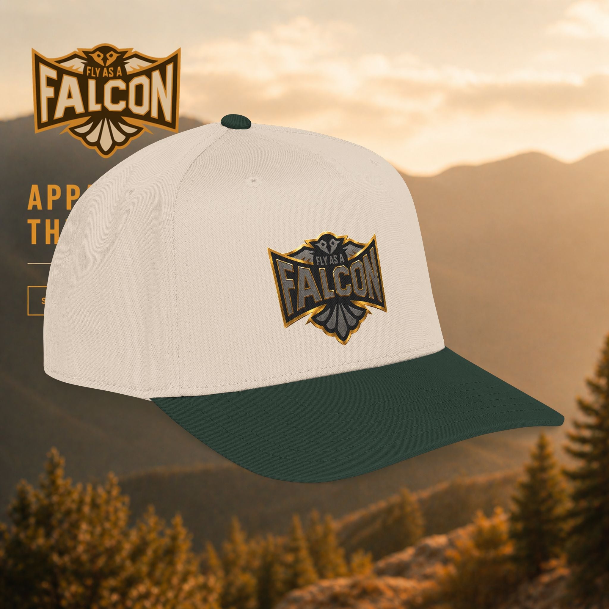 Fly As A Falcon Mid Profile Baseball Cap | Black & Gold Collection 02