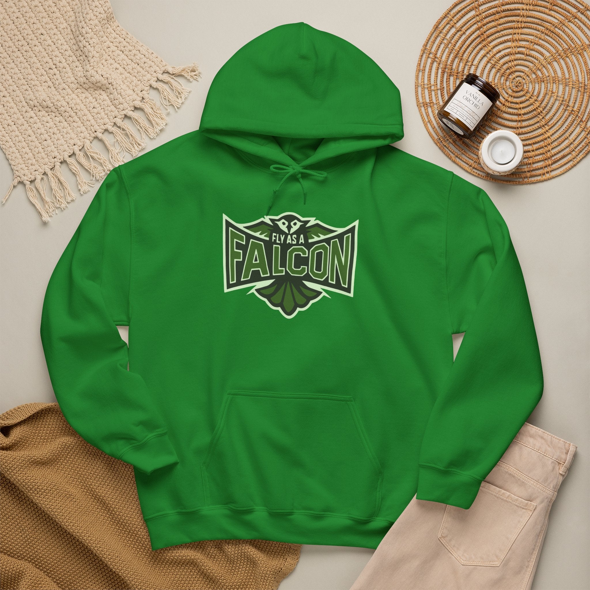 Fly As A Falcon Athletic Hoodie | Forest Ash