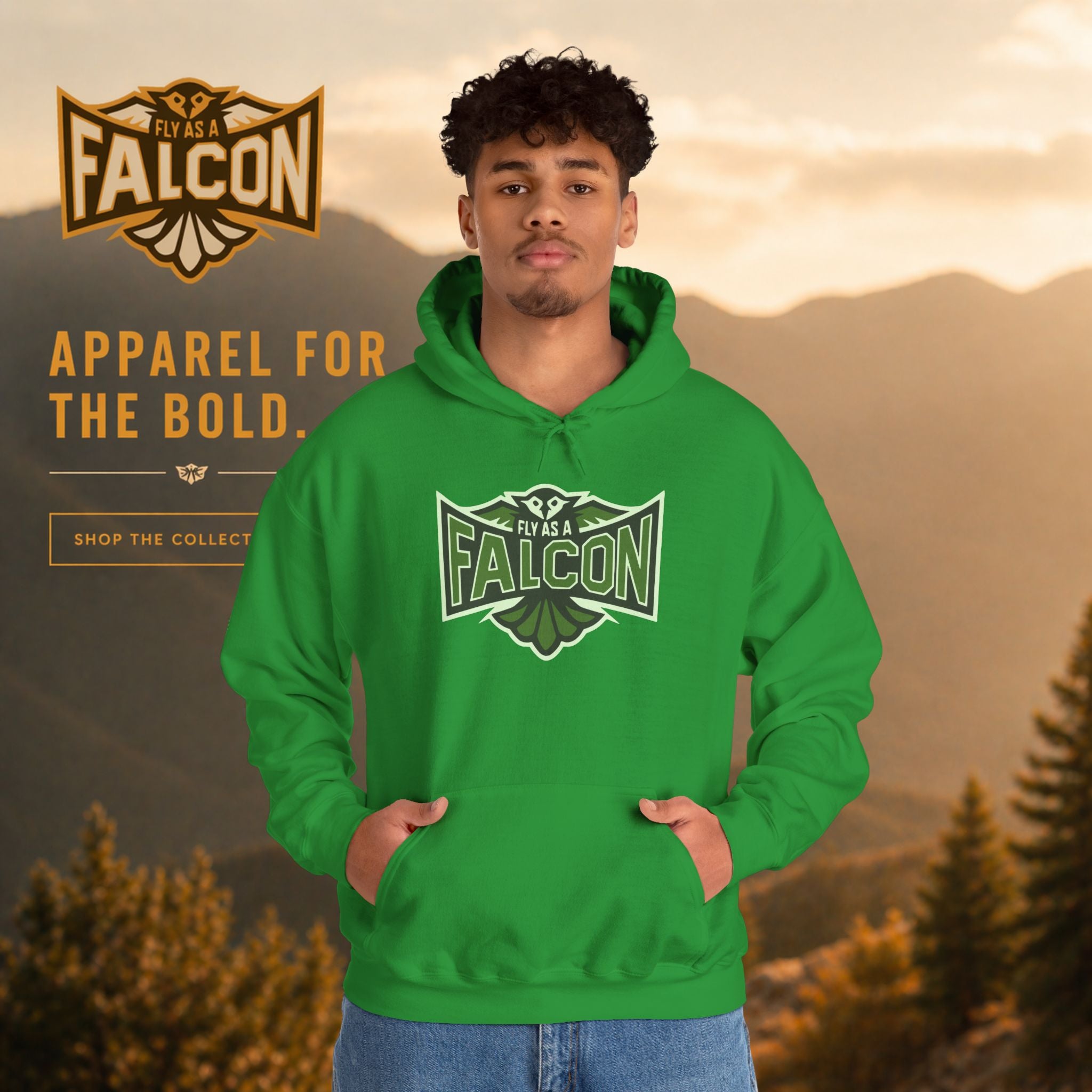 Fly As A Falcon Athletic Hoodie | Forest Ash