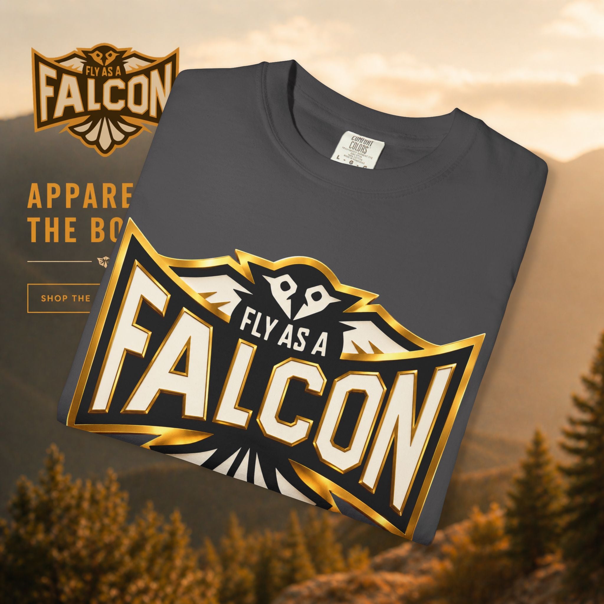 Fly As A Falcon Graphic T-Shirt | Black & Gold Collection 01