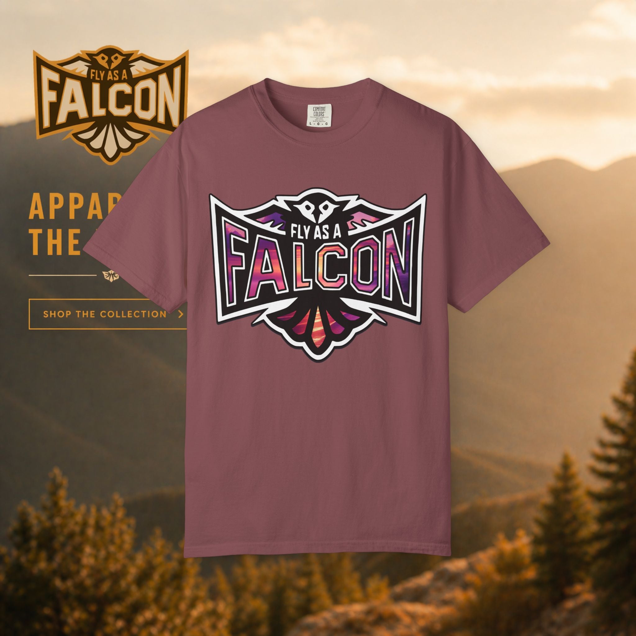 Fly As A Falcon Athletic Logo T-Shirt | Ocean Set