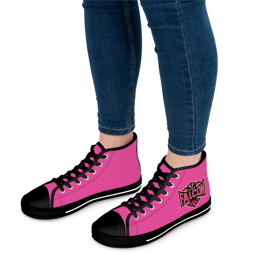 Fly As A Falcon Women’s High Top Sneakers | Wild Rose Pink Athletic Fashion Shoes