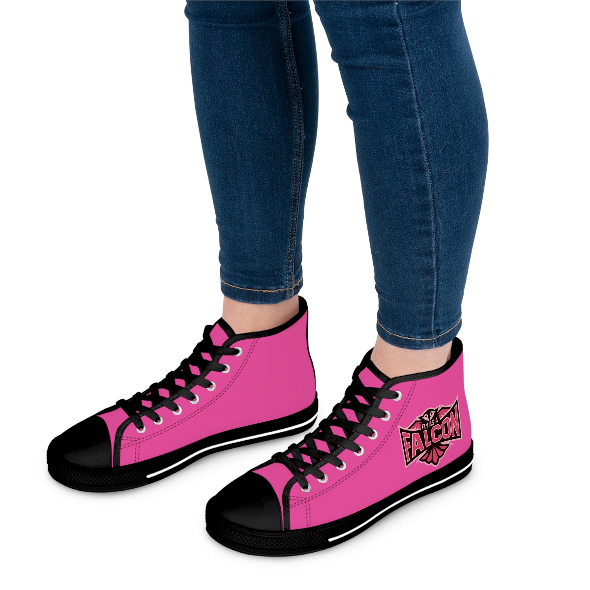 Fly As A Falcon Women’s High Top Sneakers | Wild Rose Pink Athletic Fashion Shoes