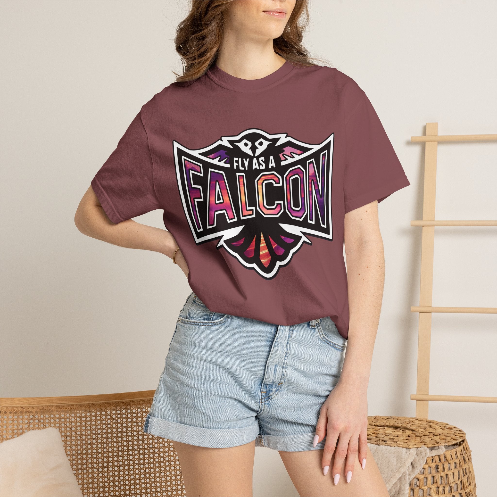 Fly As A Falcon Athletic Logo T-Shirt | Ocean Set